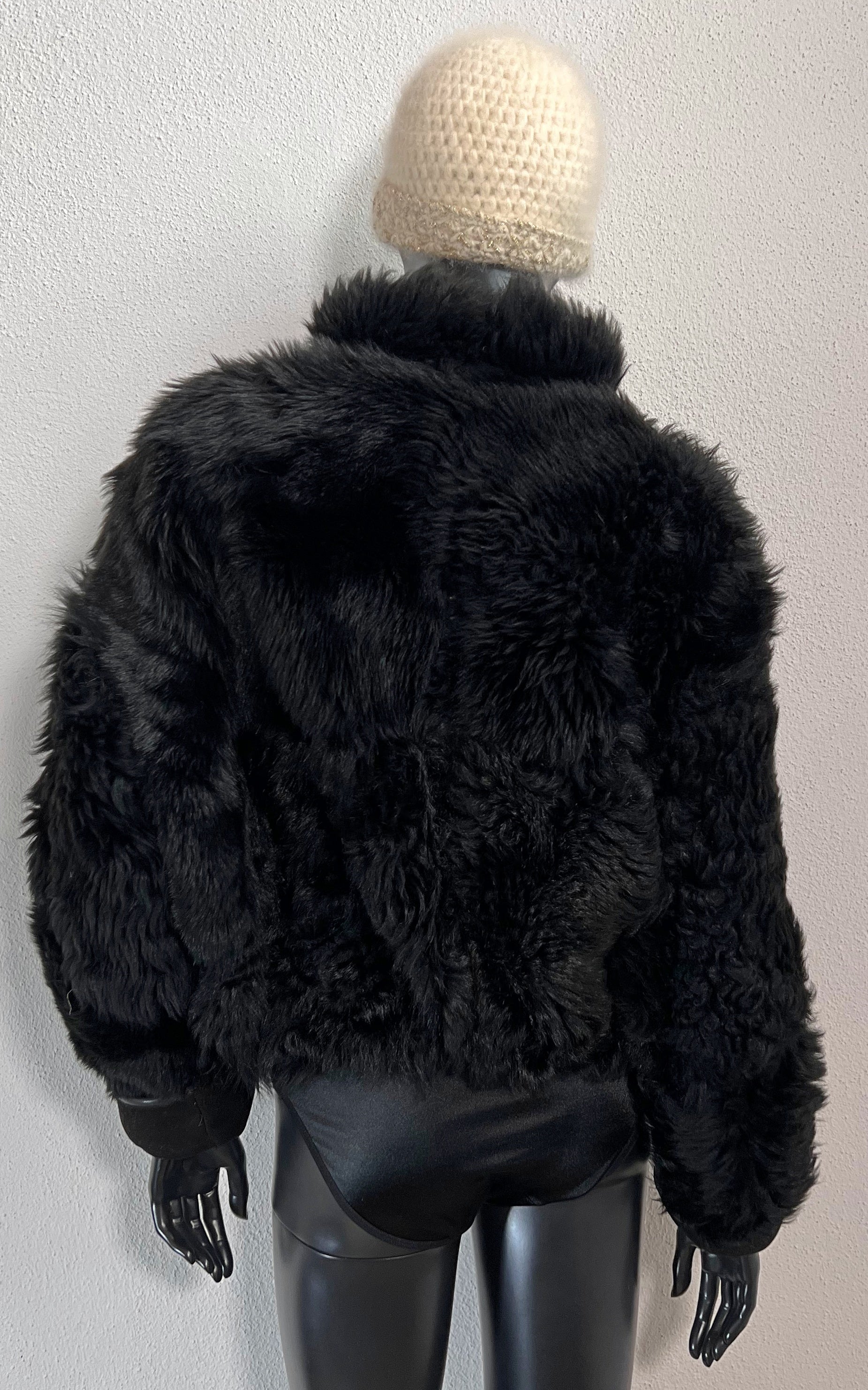 Reworked Vintage Cropped Curly Shearling Jacket