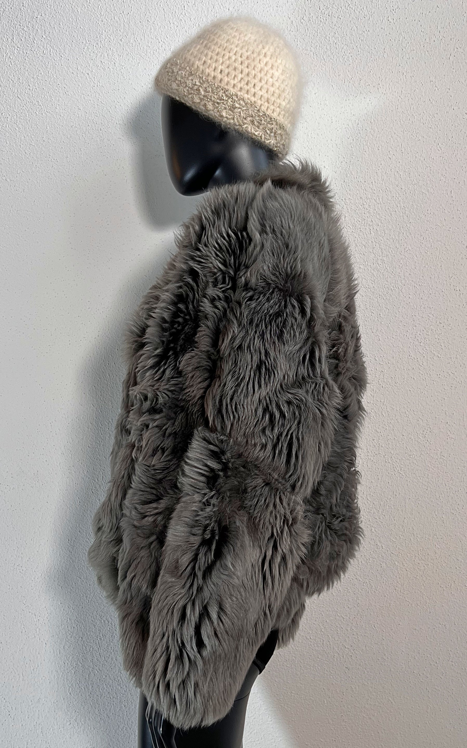 Reworked Vintage Cropped Curly Shearling Jacket