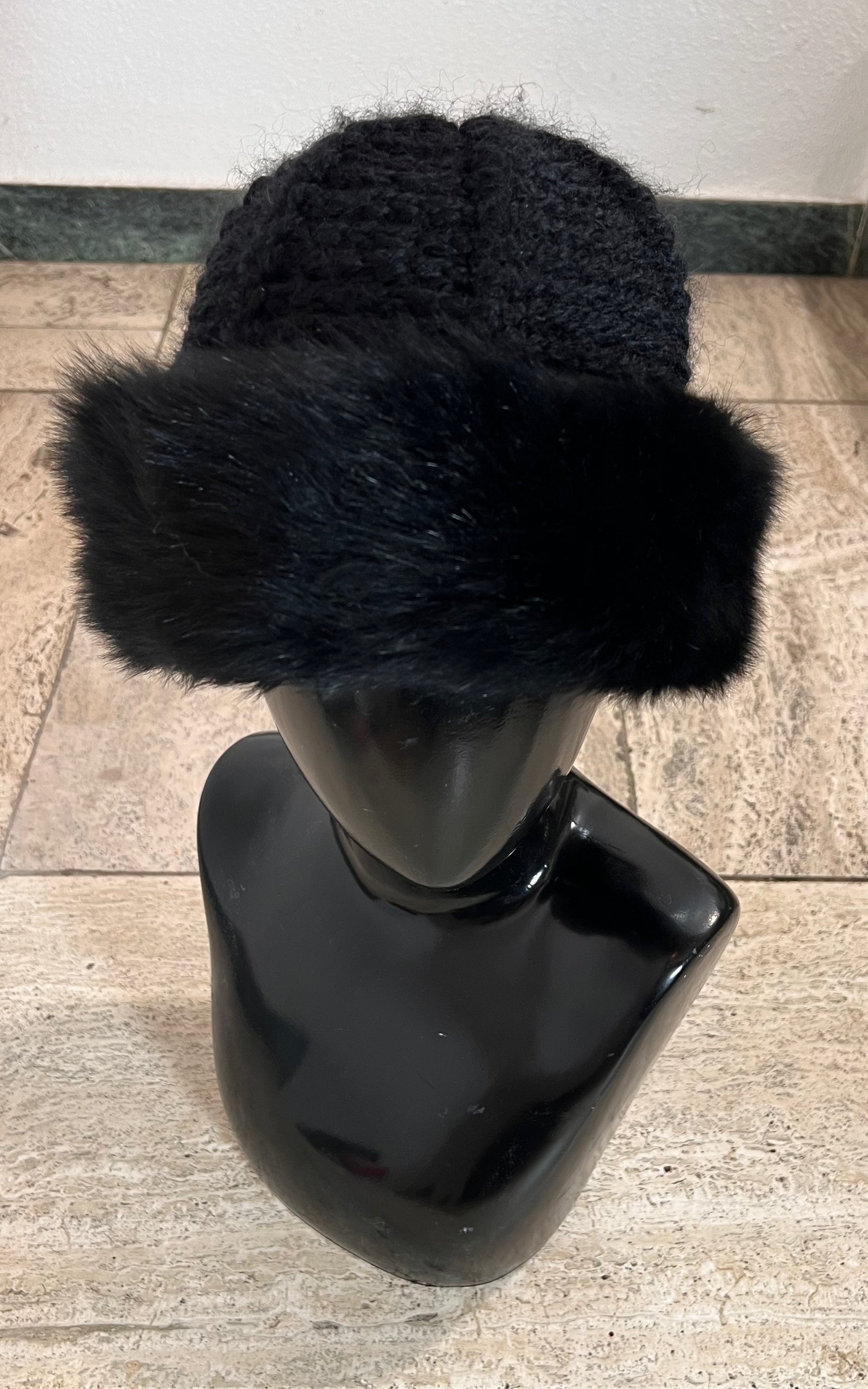 Vintage 70s Fur and Knit Hat