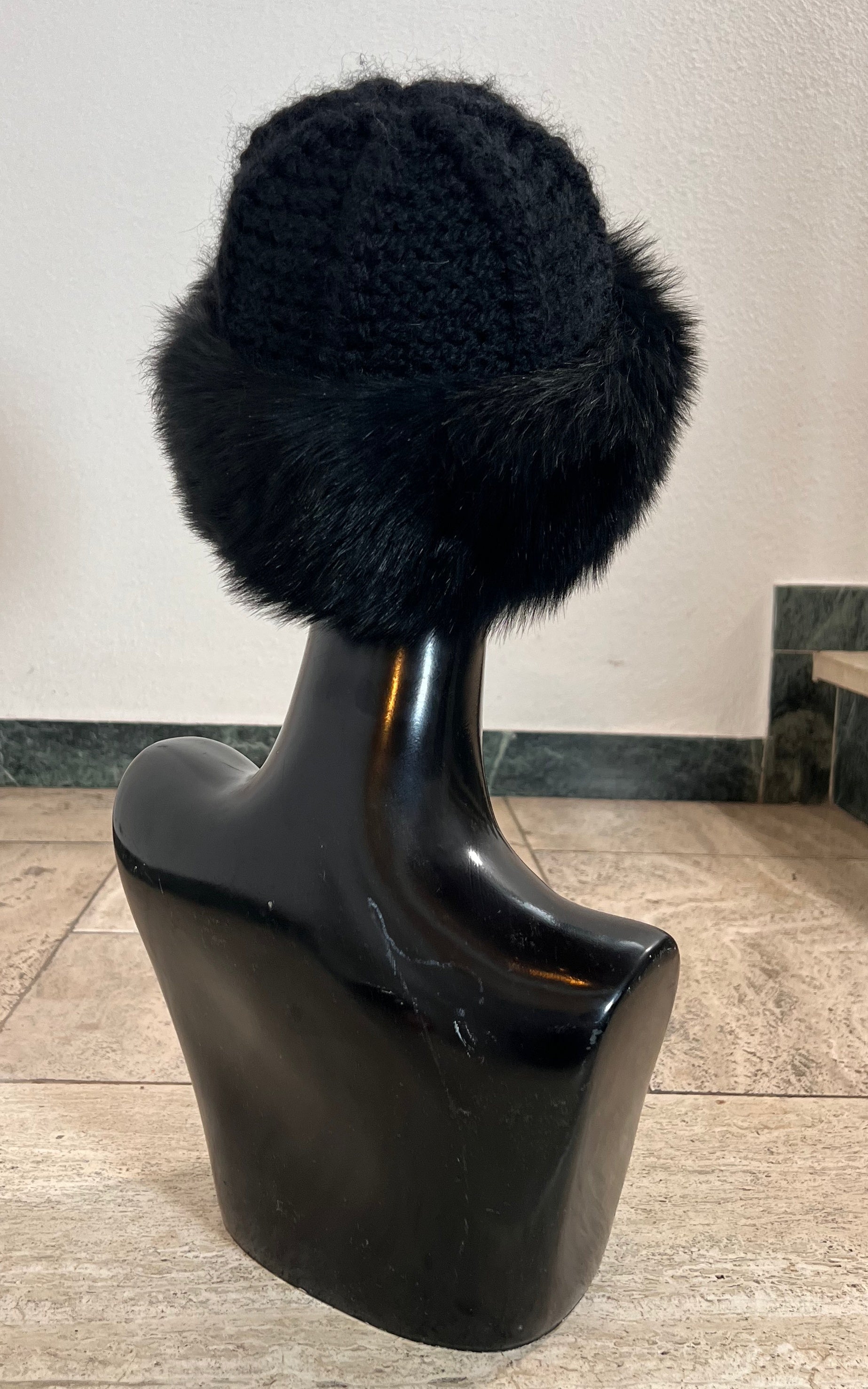 Vintage 70s Fur and Knit Hat