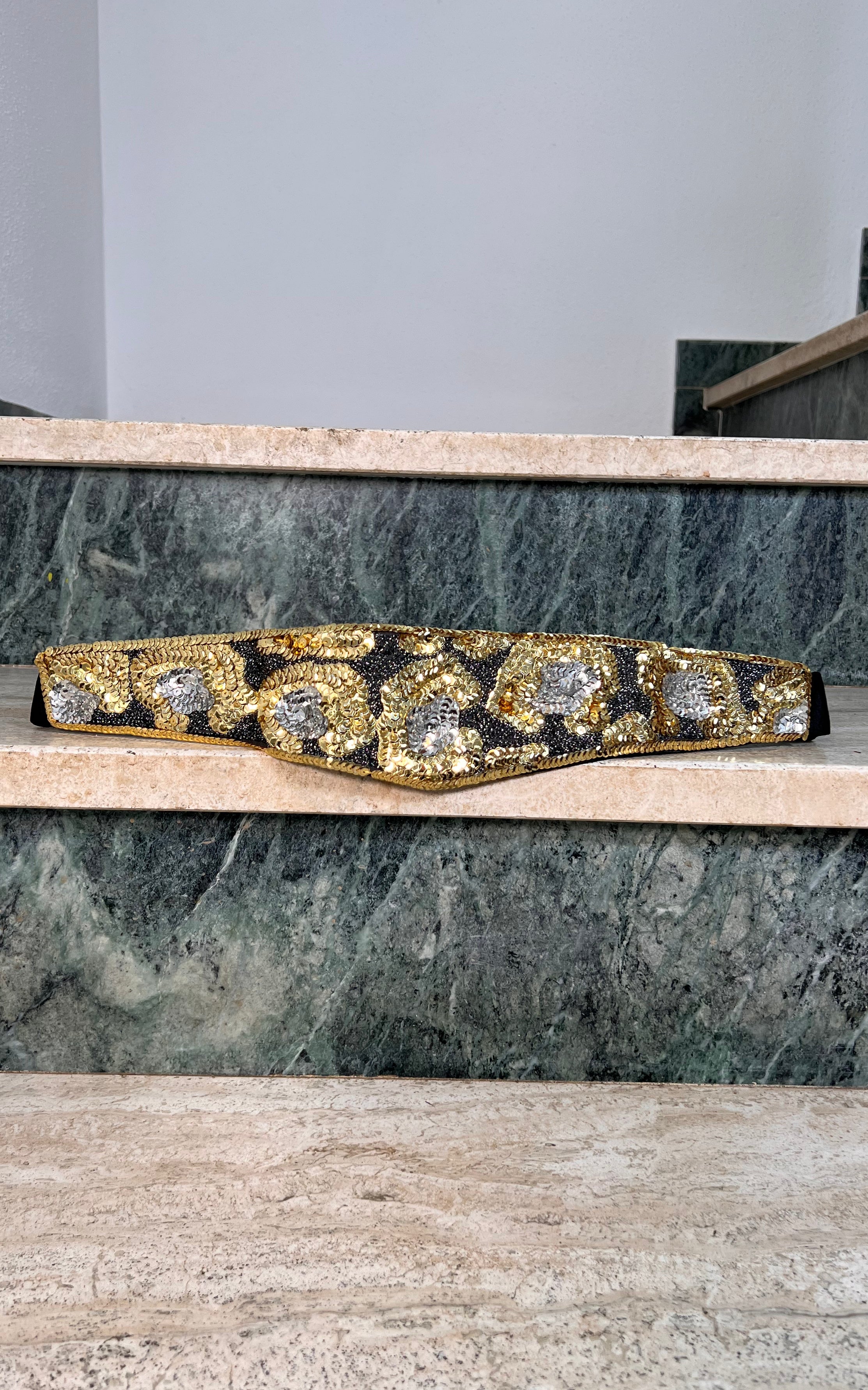 Vintage Satin Sequins Belt