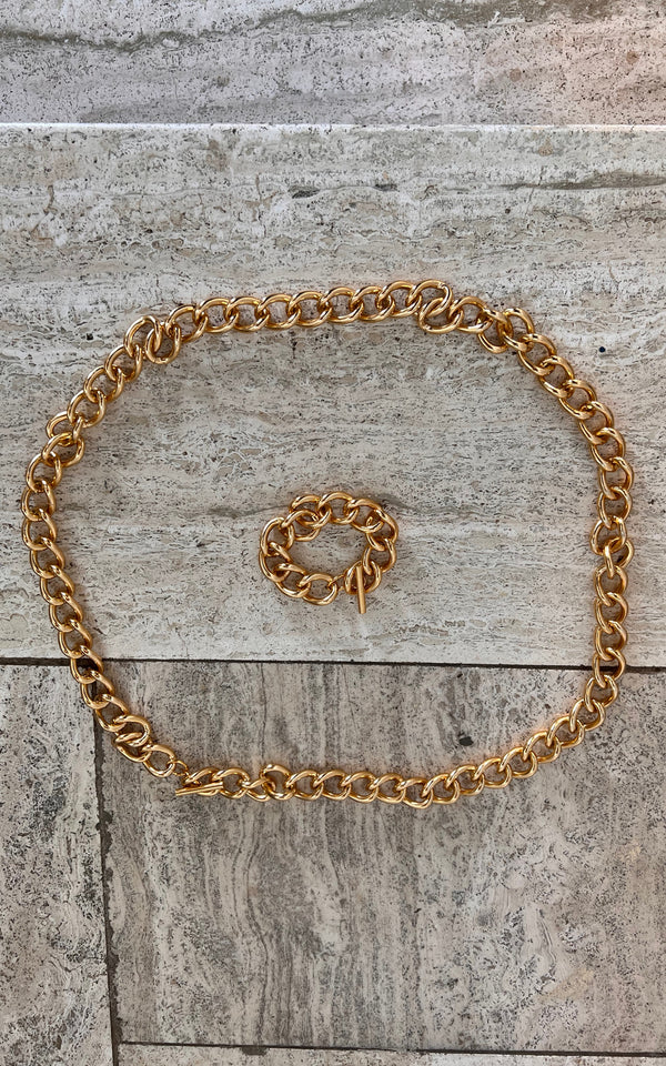 Vintage 90s Chain Necklace & Bangle Set