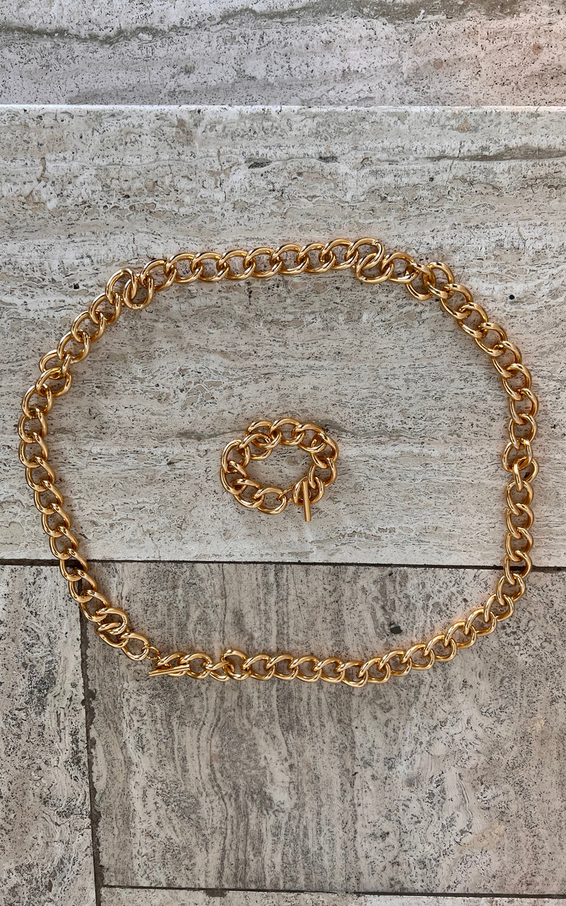 Vintage 90s Chain Necklace & Bangle Set