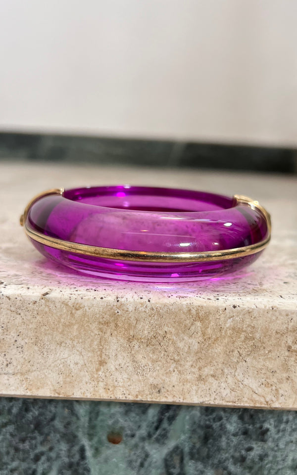 Bracciale vintage anni '70 placcato oro e trasparente