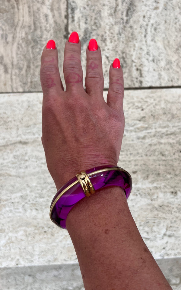 Bracciale vintage anni '70 placcato oro e trasparente