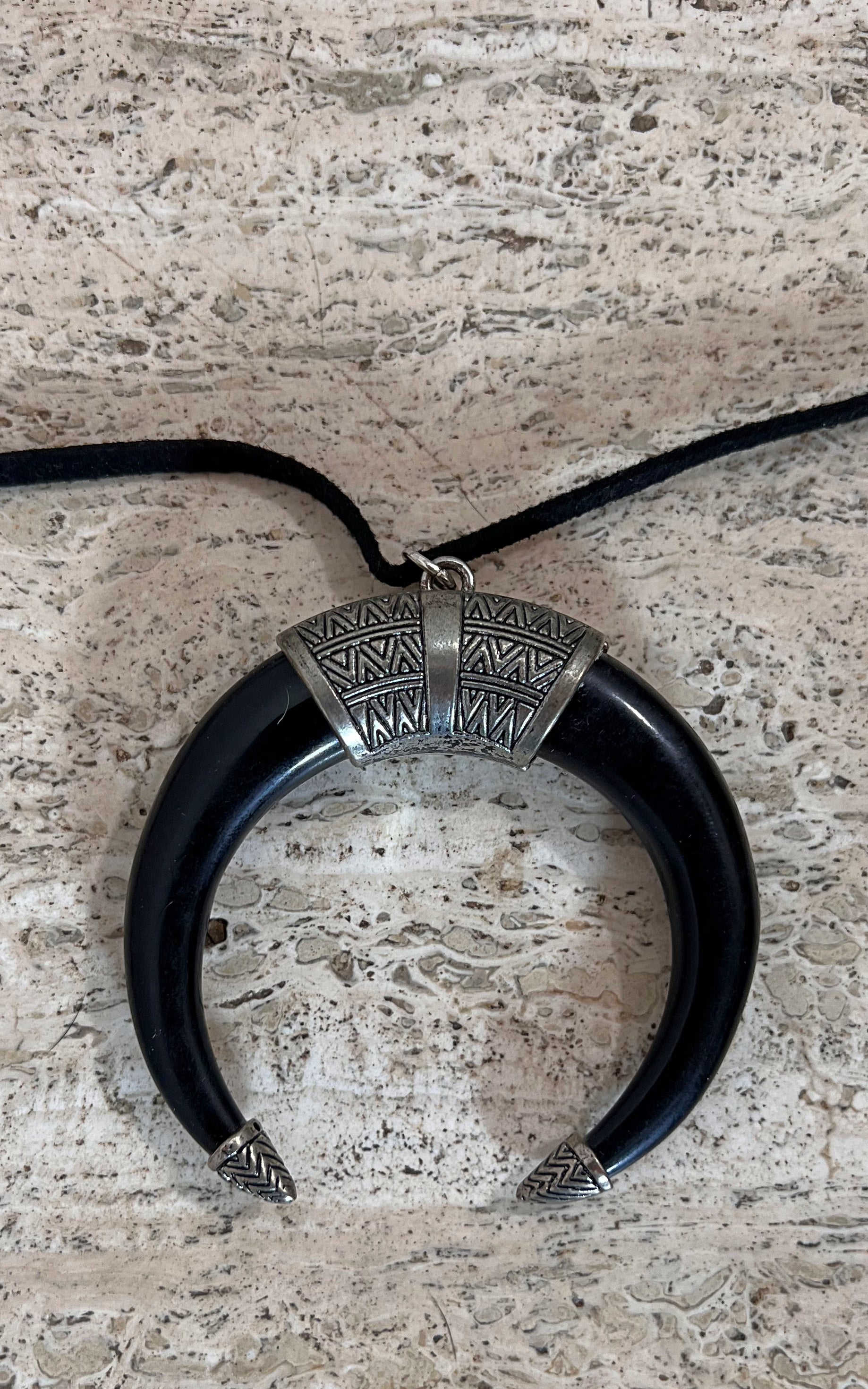 Vintage Crescent Horn Pendant Necklace