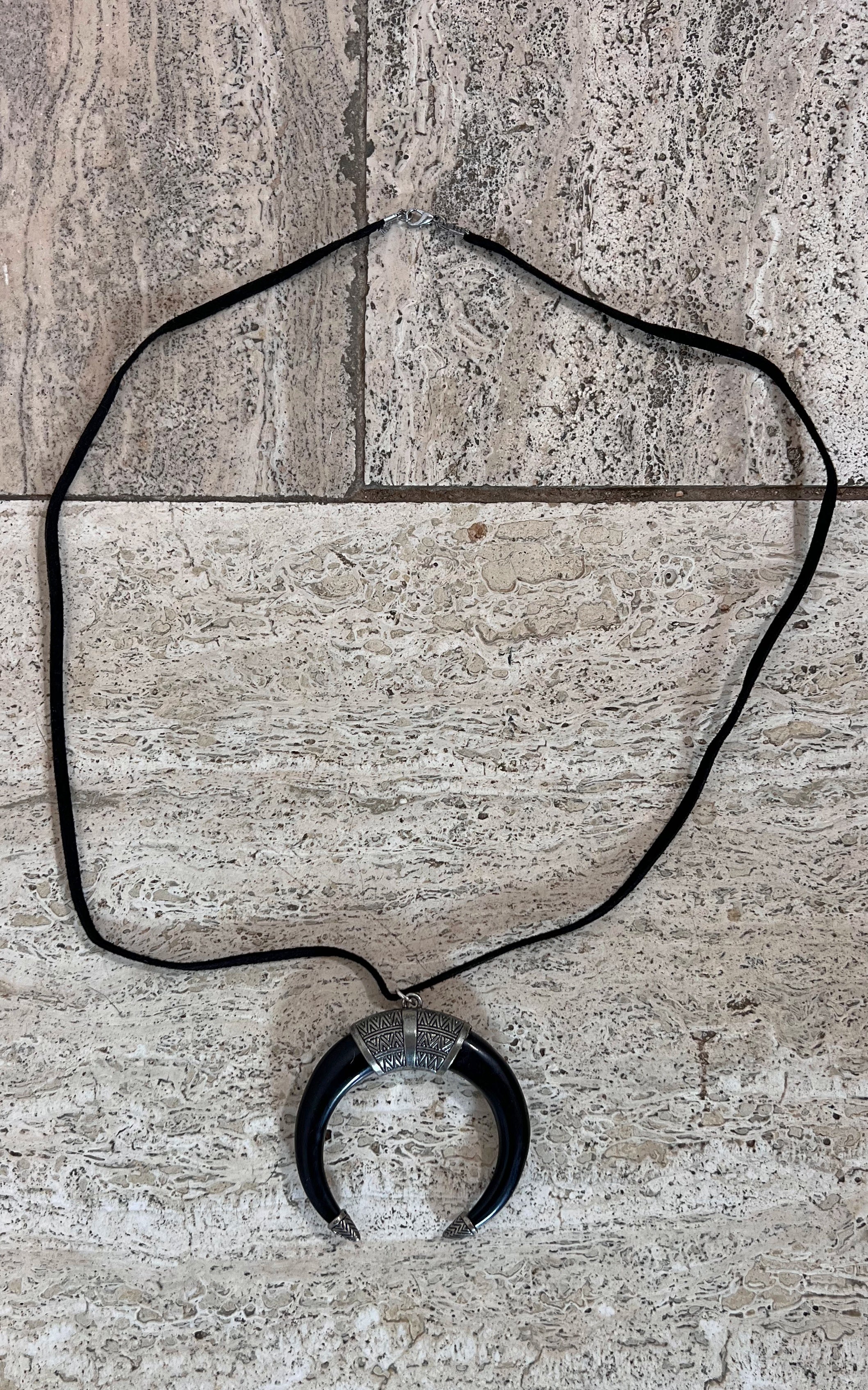 Vintage Crescent Horn Pendant Necklace
