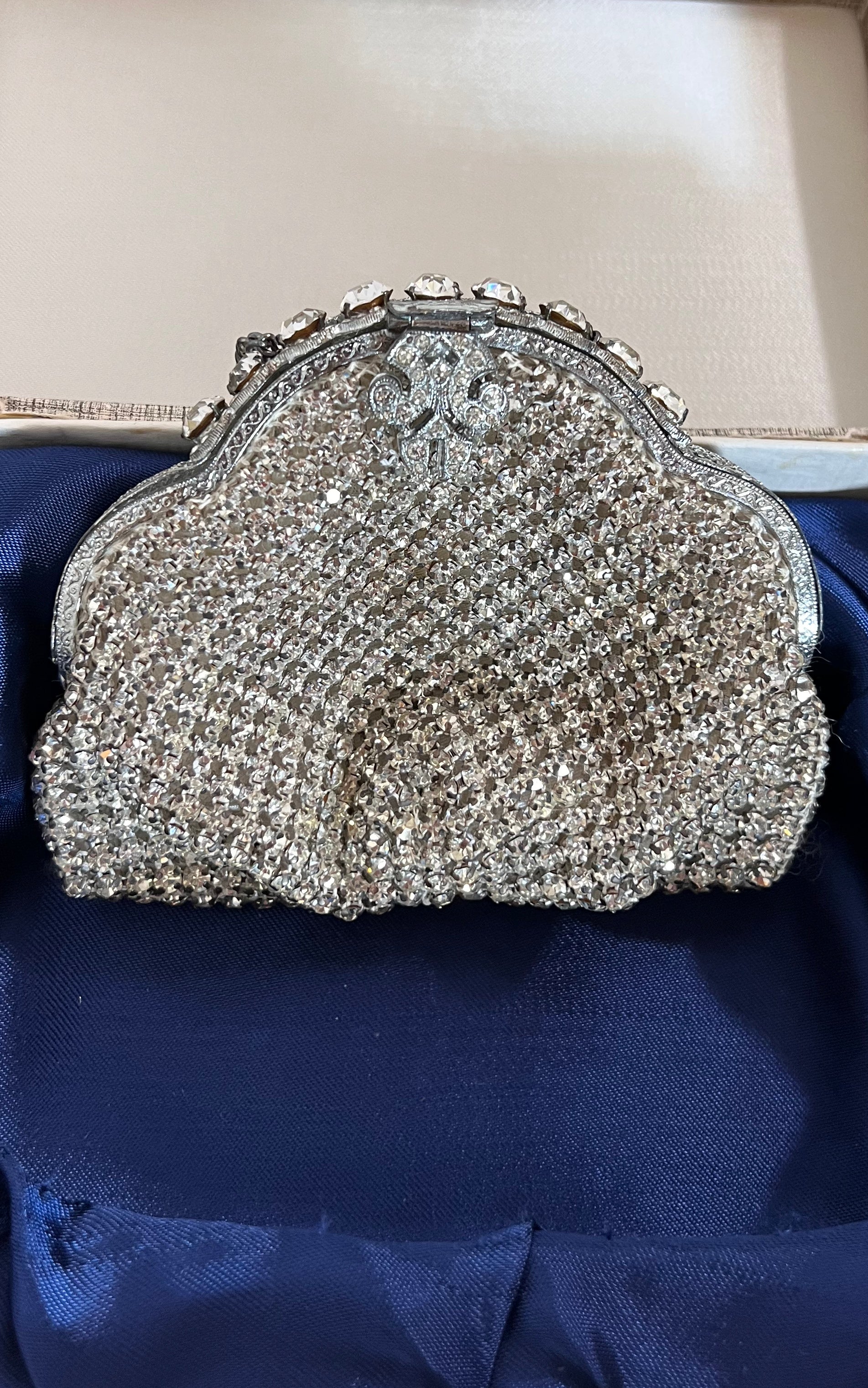 Antique Rhinestone Silver Evening Bag