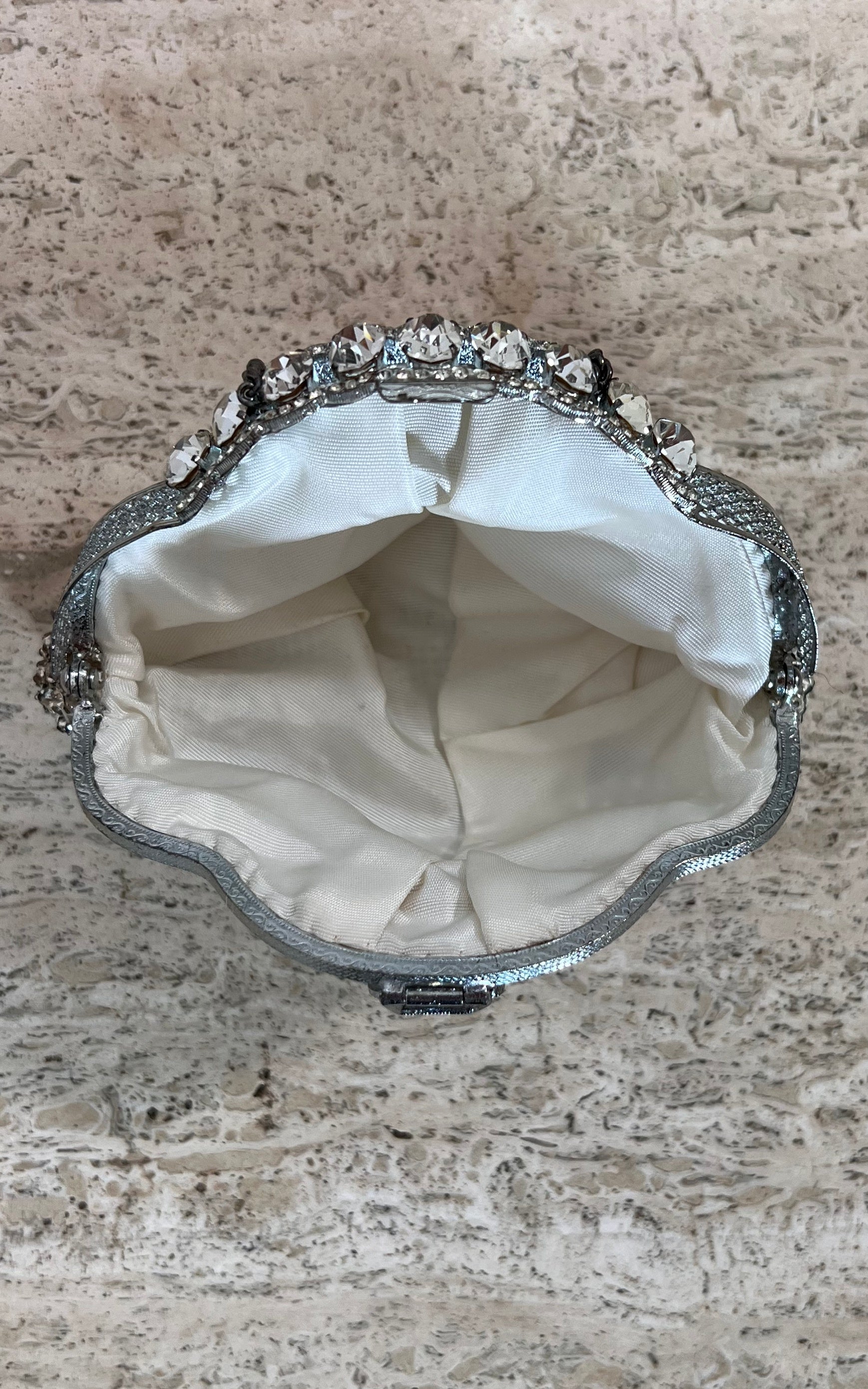 Antique Rhinestone Silver Evening Bag