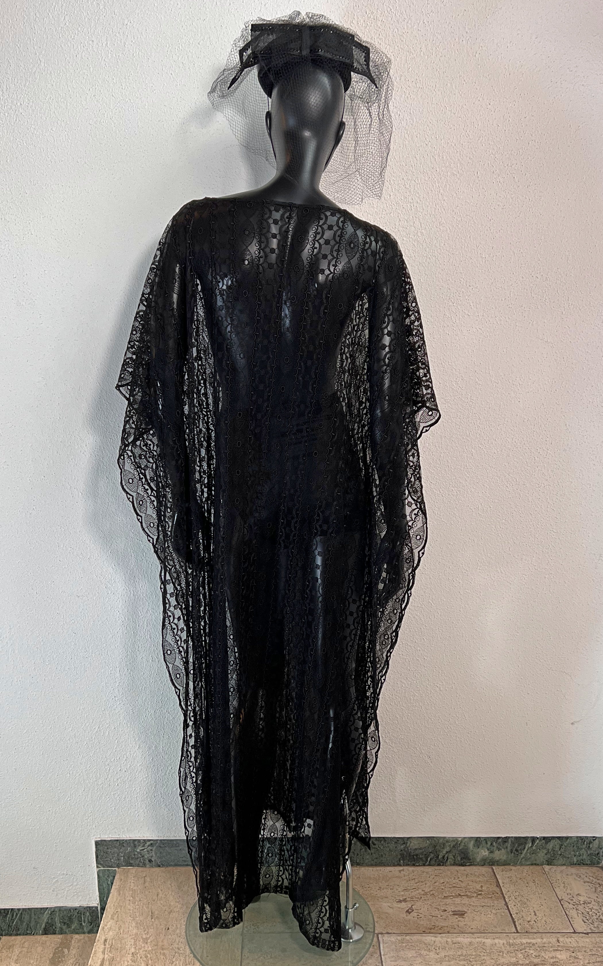 Vintage 70s Lace Caftan Dress