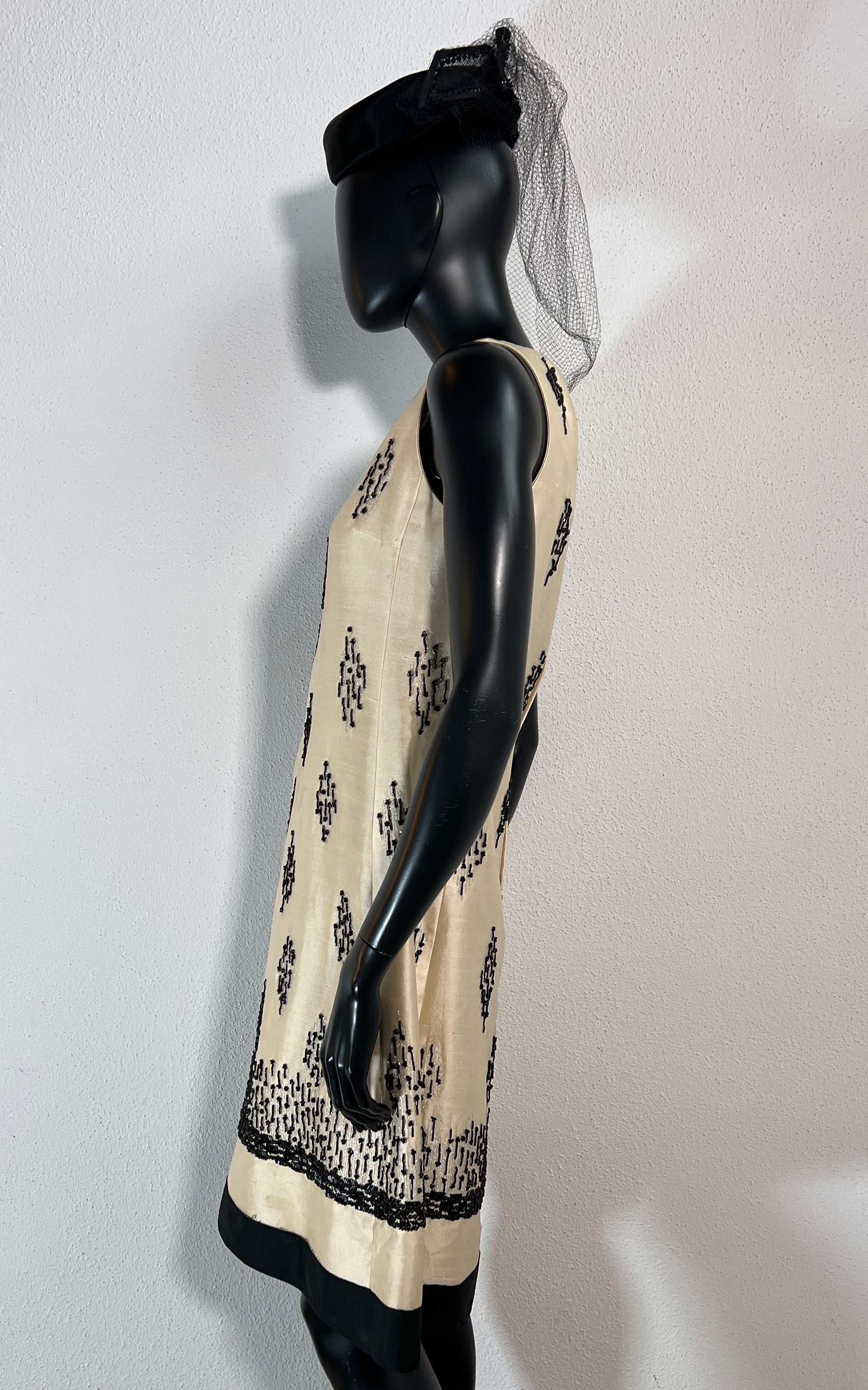 Vintage 60s Raw Silk and Sequins Dress