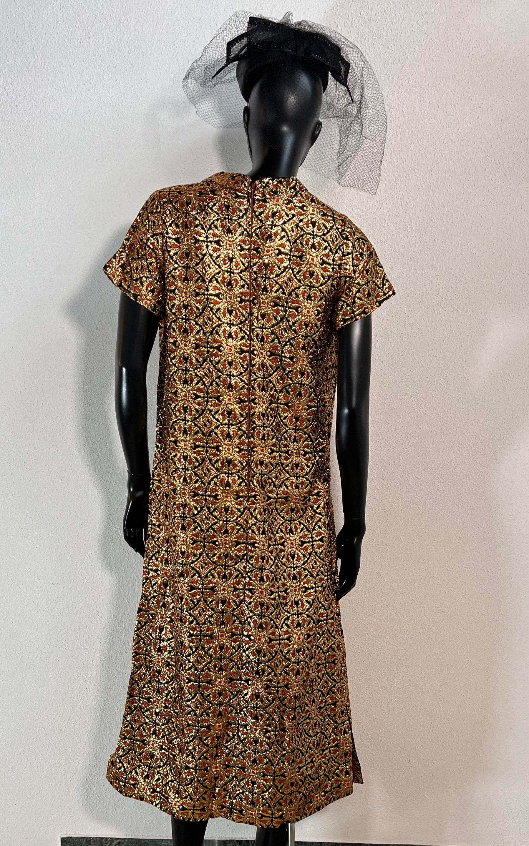 Vintage Festive Gold Brocade Dress