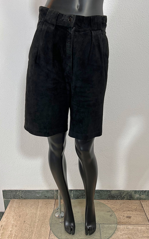 Vintage Black Suede Bermuda Shorts