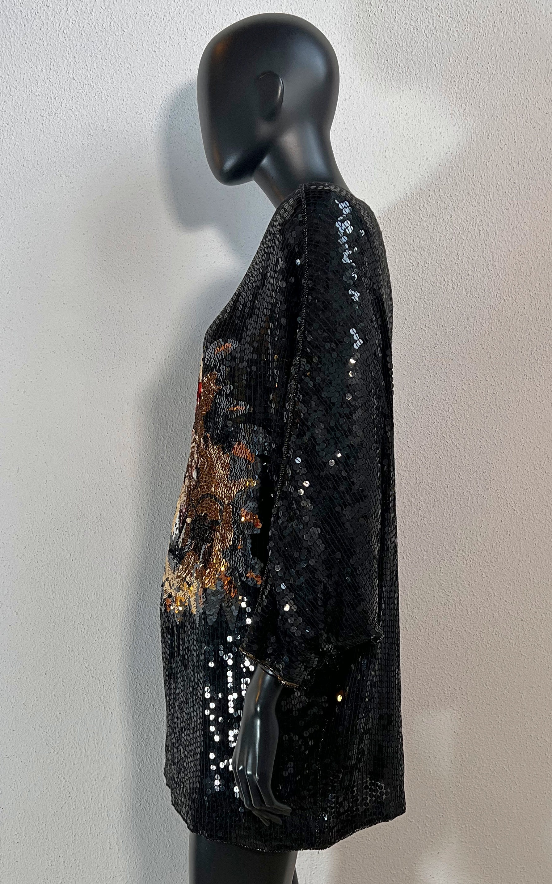 Vintage Ann Green Sequins Leo Shirt Dress