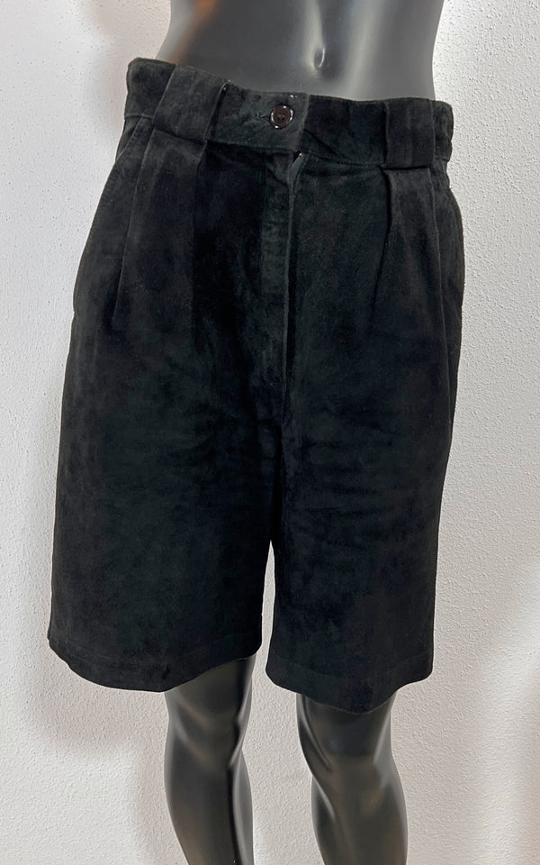Vintage Black Suede Bermuda Shorts