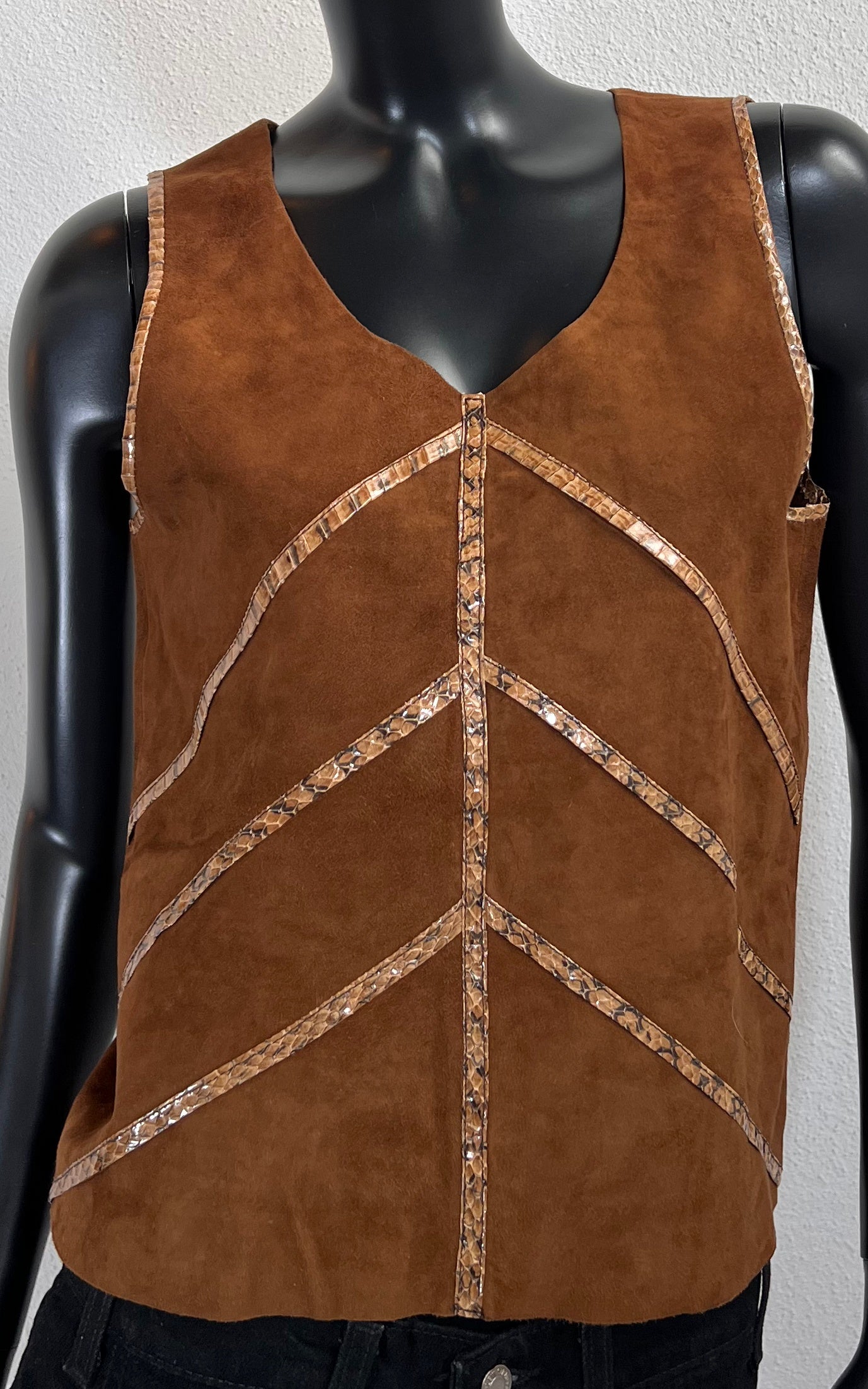Vintage 70s Suede & Snakeskin Leather Top