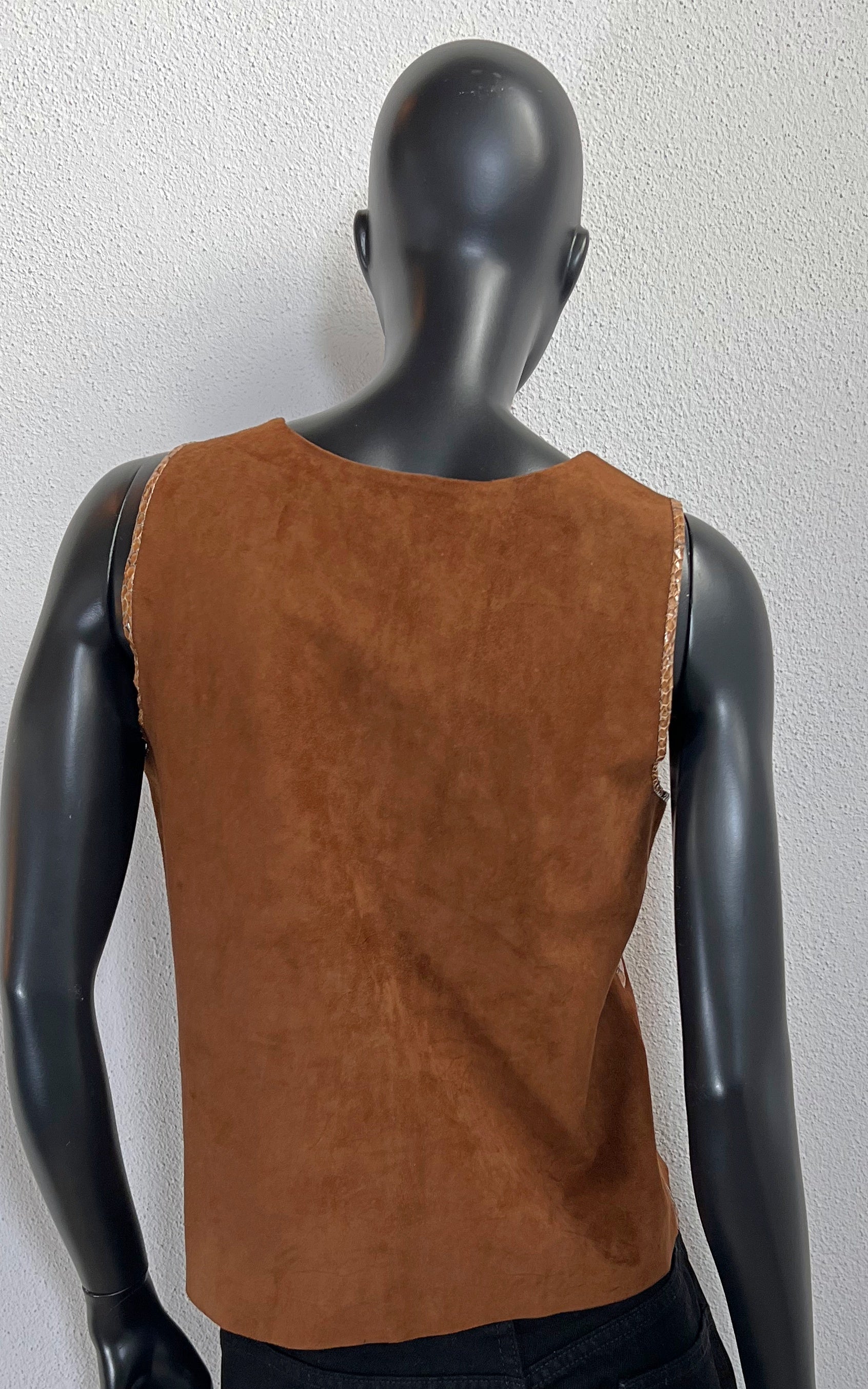 Vintage 70s Suede & Snakeskin Leather Top