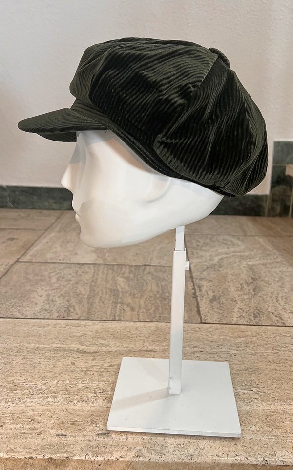 Cappello vintage da uomo verde scuro da fornaio