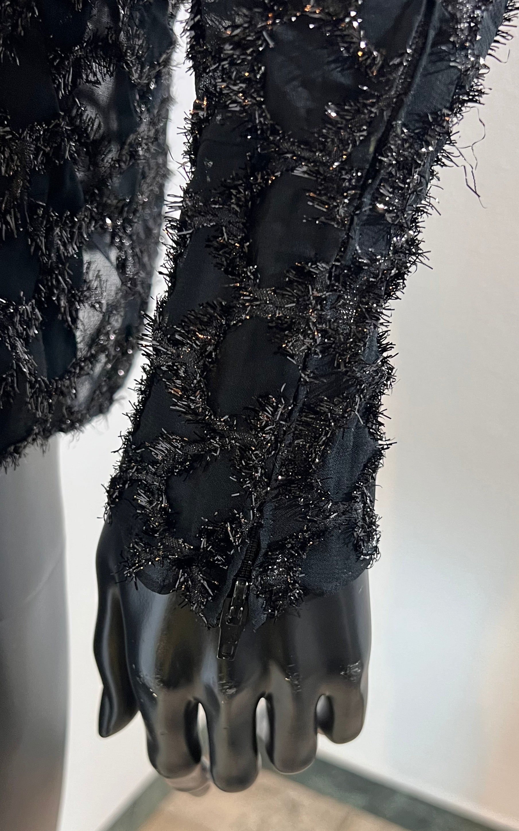 Vintage Silk and Lurex Sheer Scallop Top