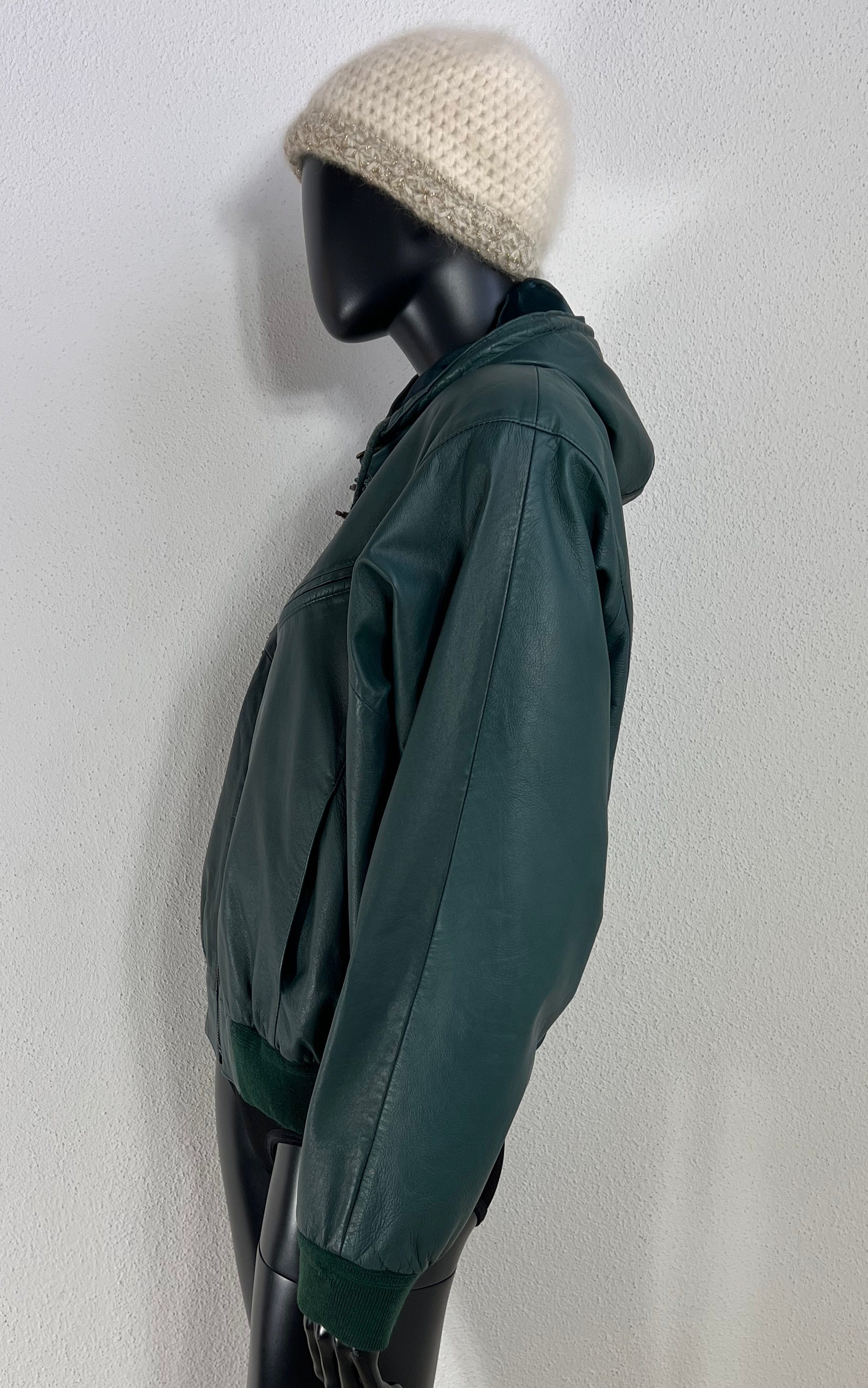 Vintage 90s Teal Bomber Leather Jacket