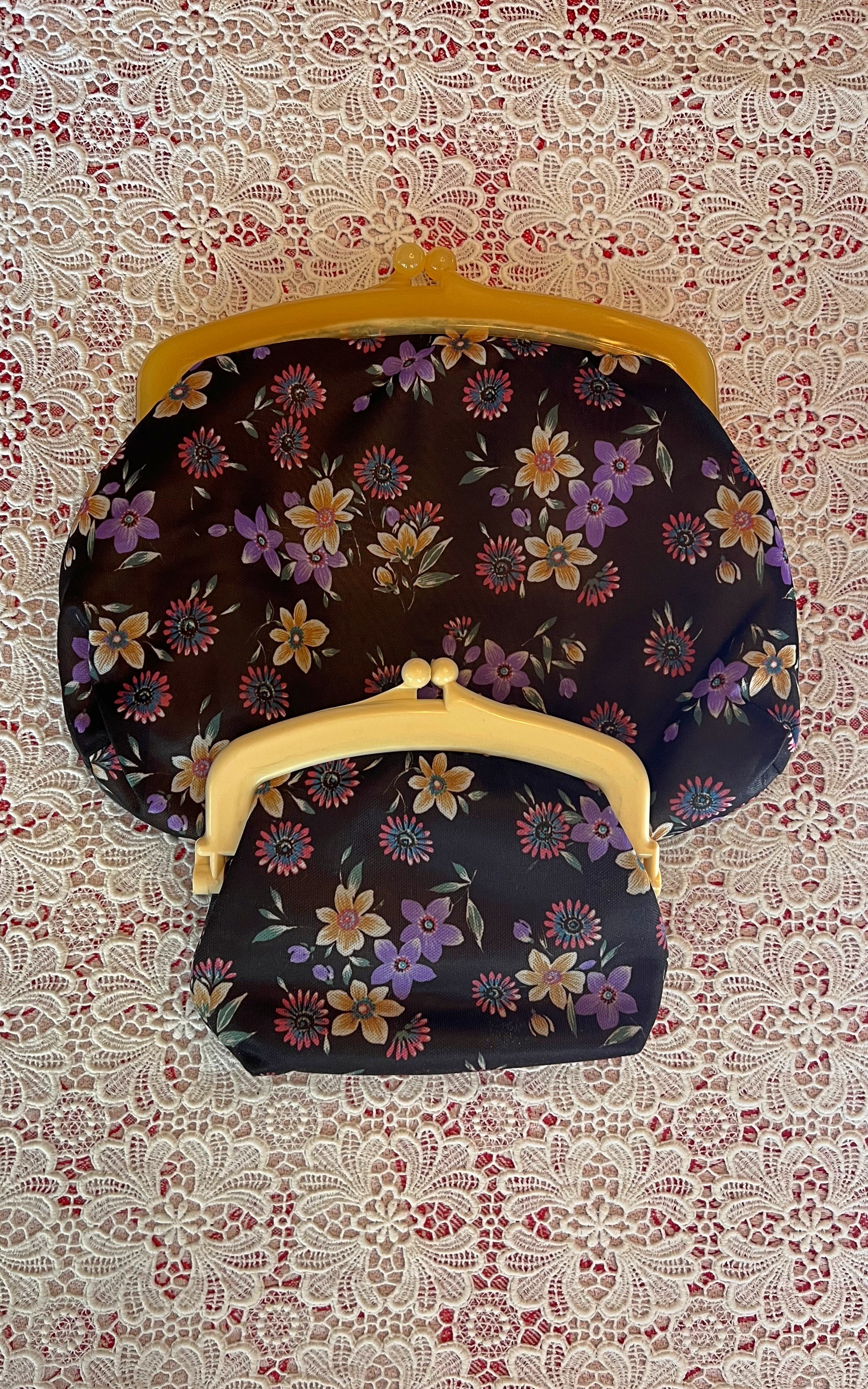 Vintage 70s 2 Piece Cosmetic Bags