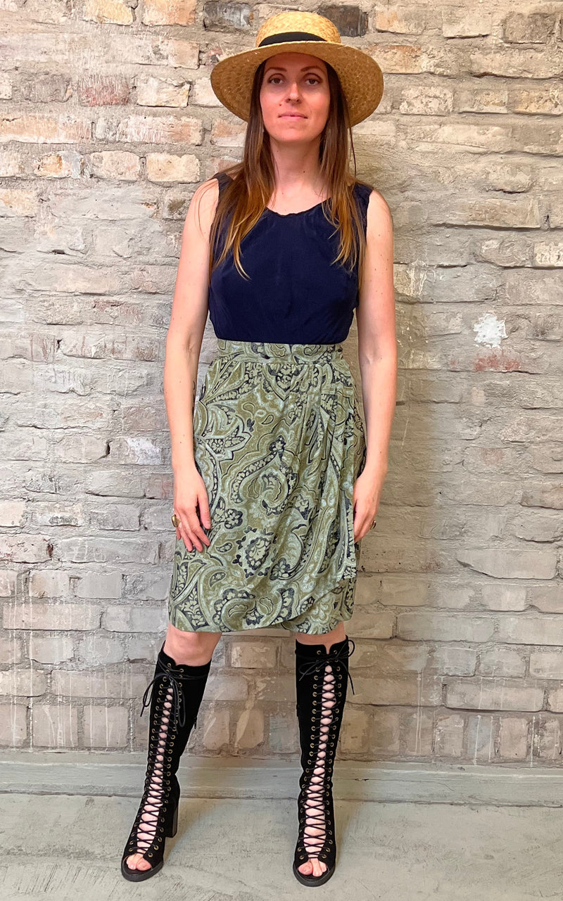 Vintage Escada Paisley Wrap Skirt