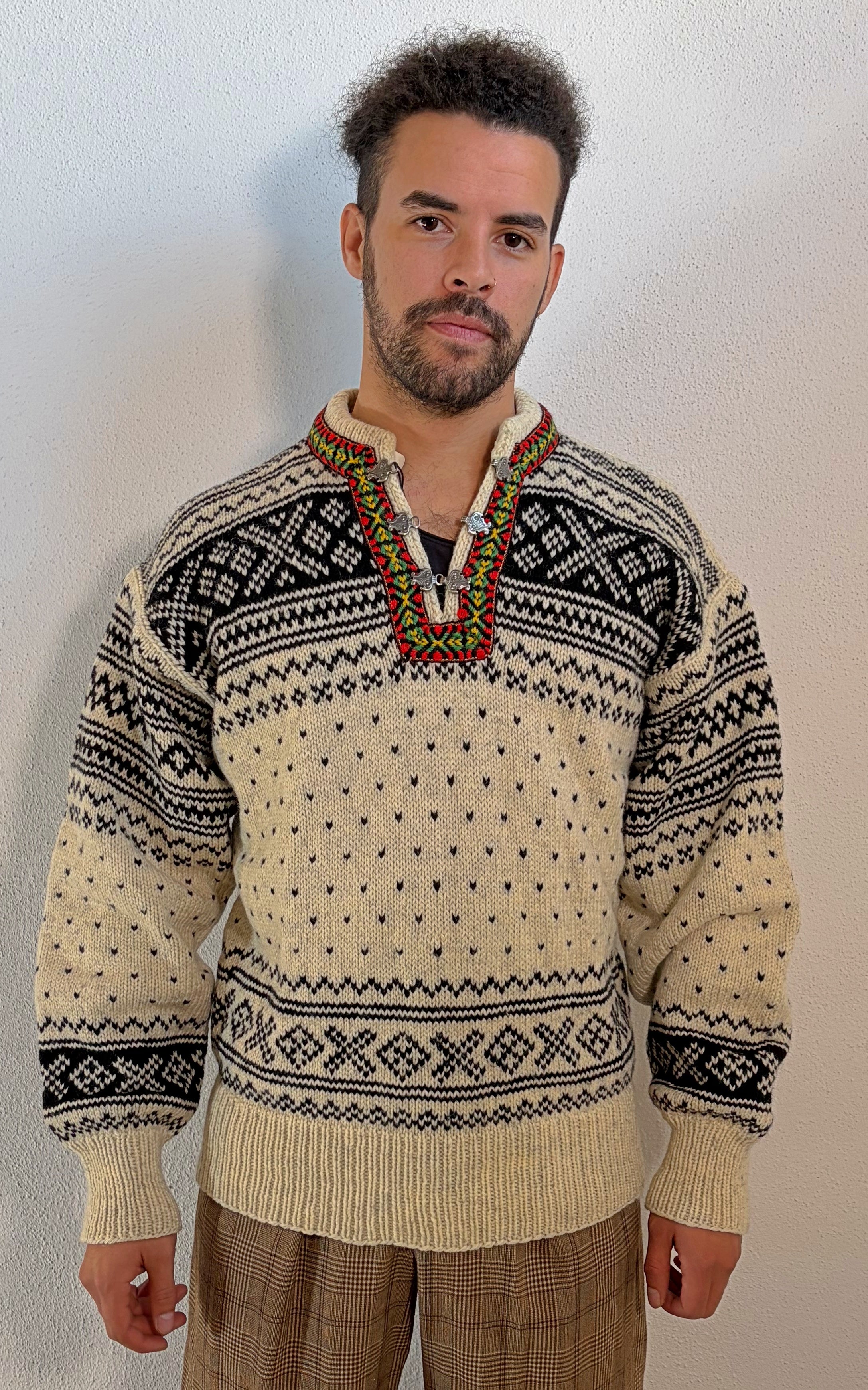 Vintage MENS Fair Isle Wool Jumper Norwegian