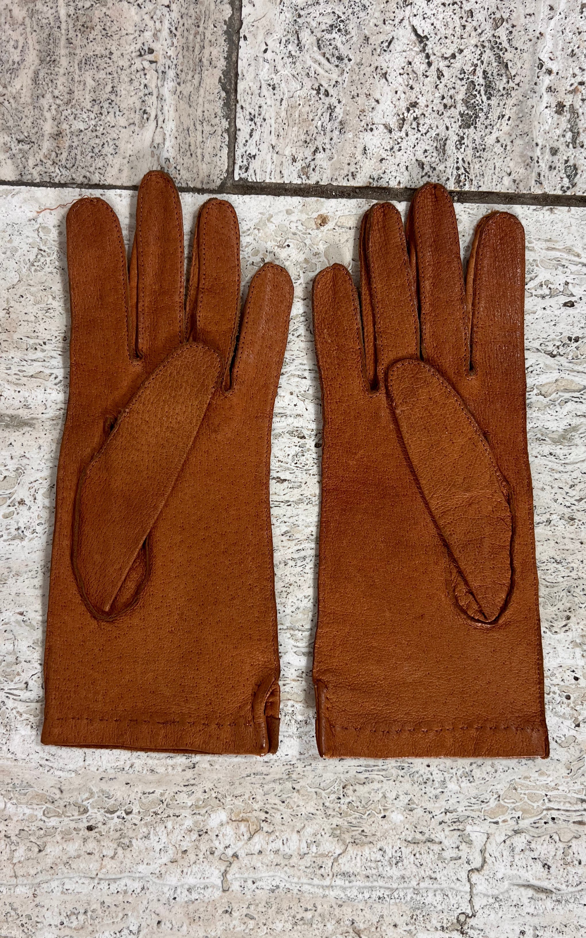 Vintage Brown Suede Gloves