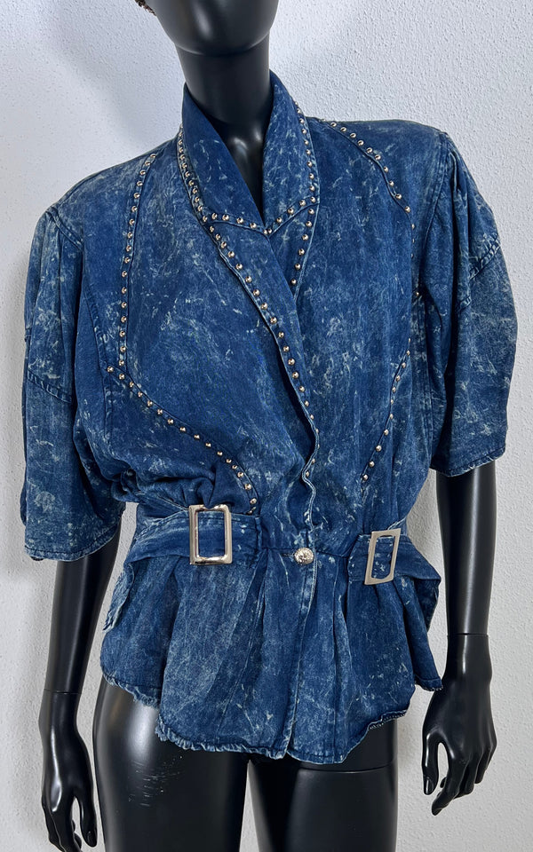 Vintage 80s Acid Wash Blouse