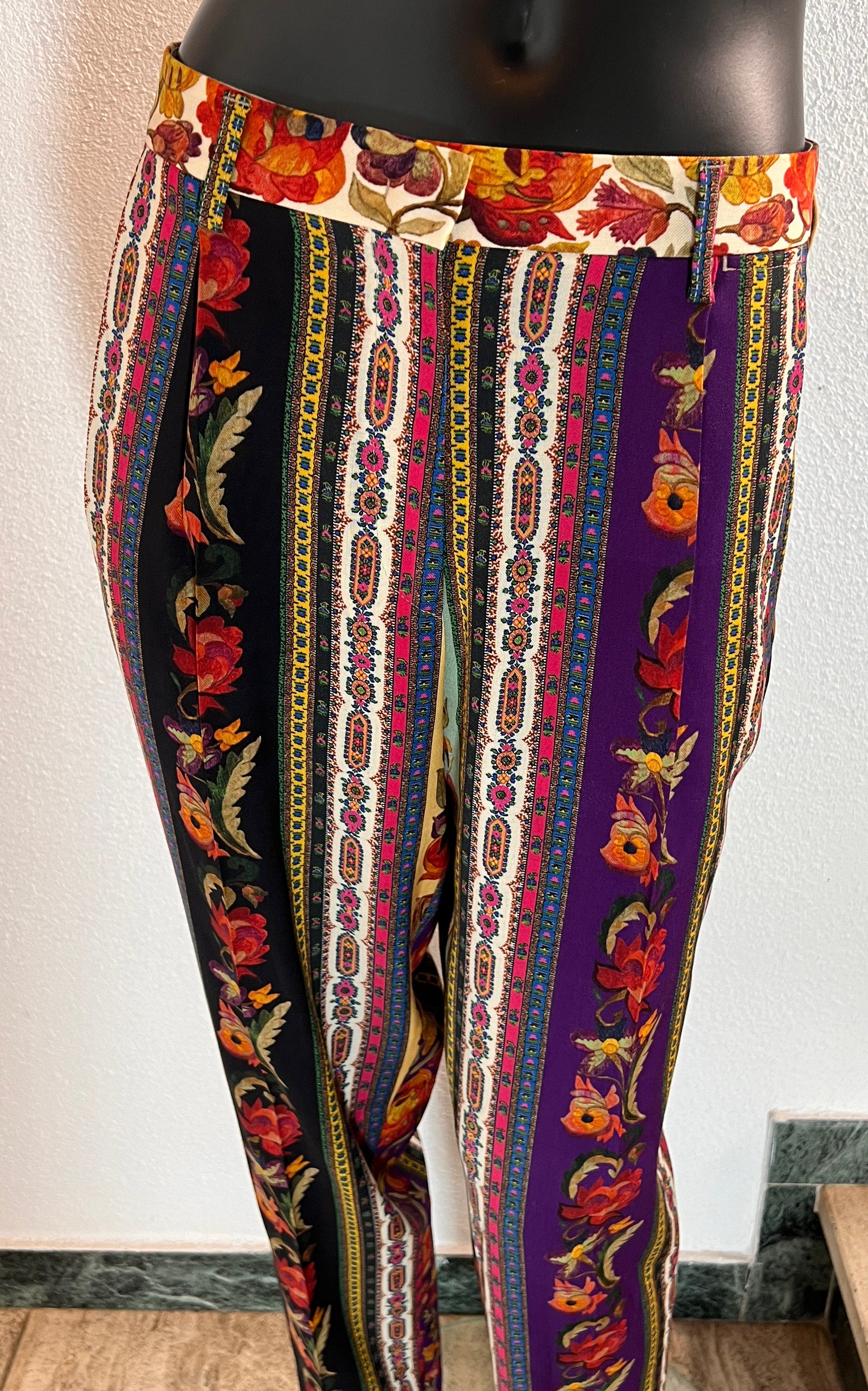 Vintage Etro Flower Wool Pants