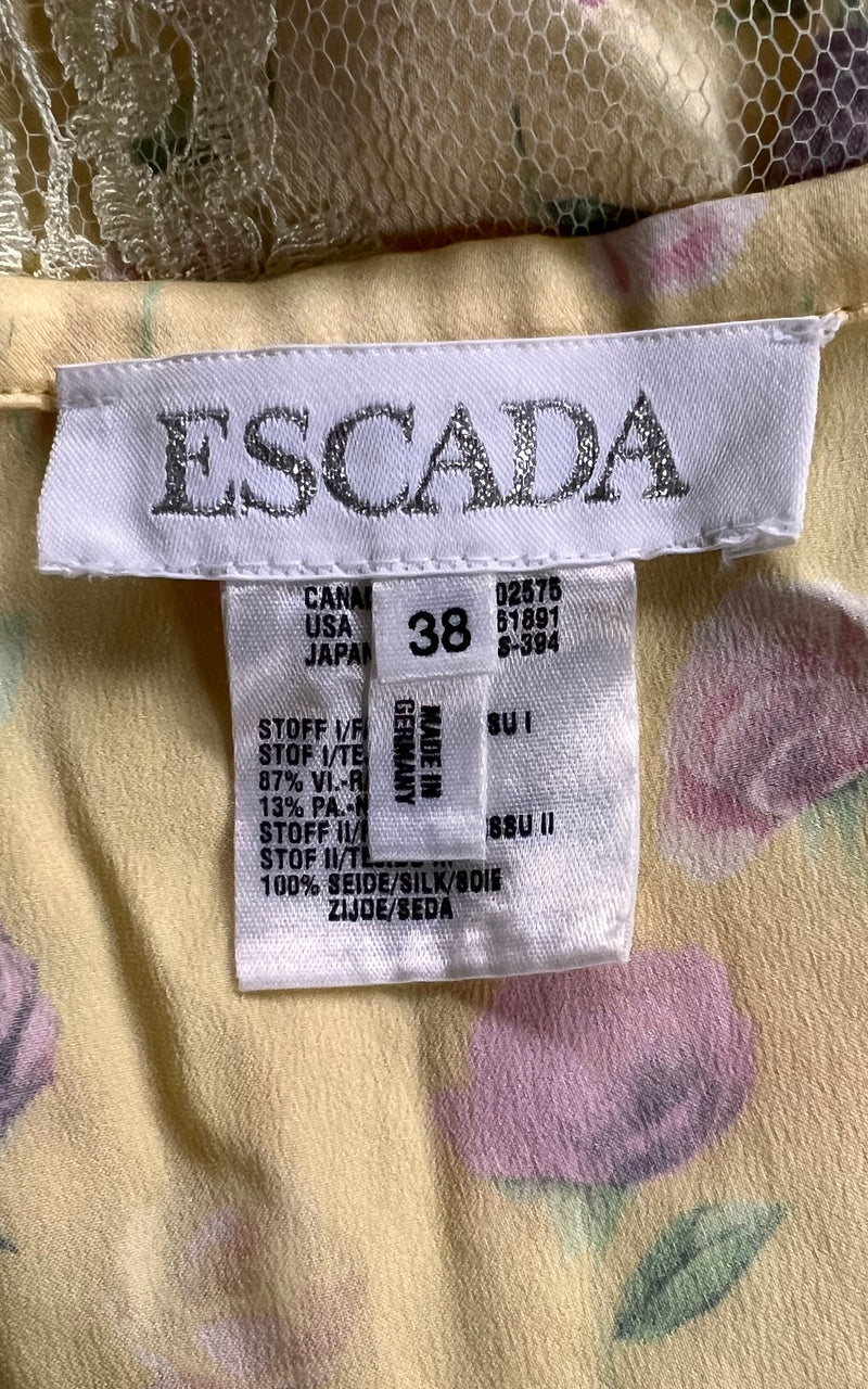 Vintage 90s Escada Silk & Lace Skirt
