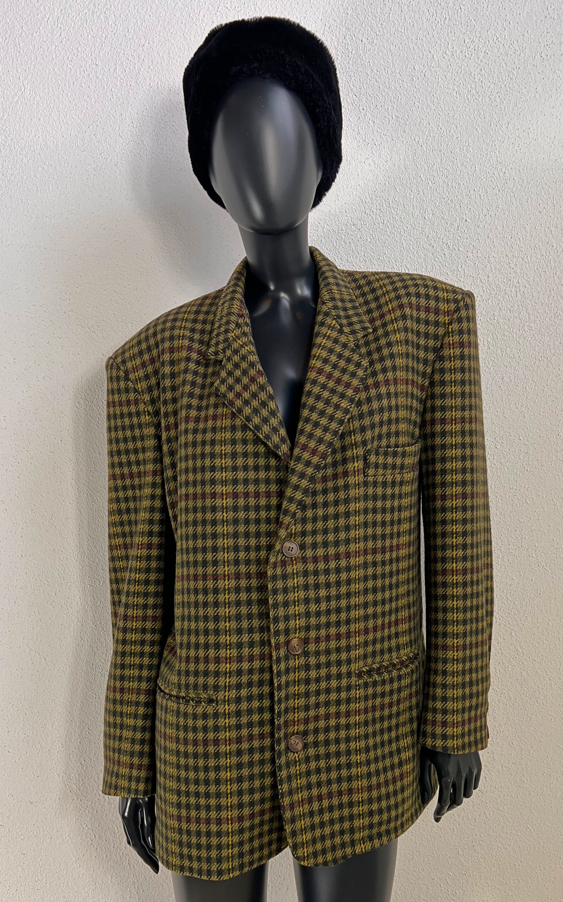 Vintage Check Oversize Wool Blazer