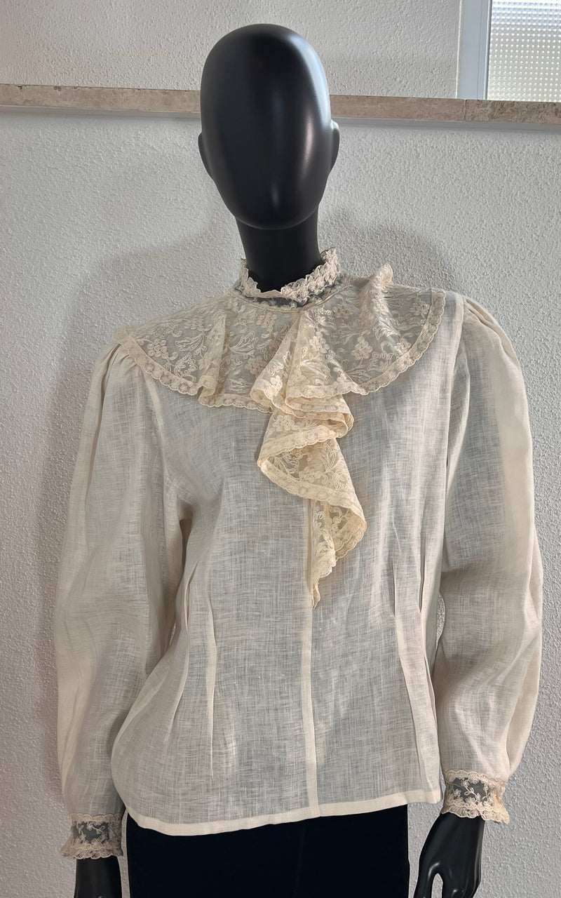 Vintage 70s Linnen Lace Blouse