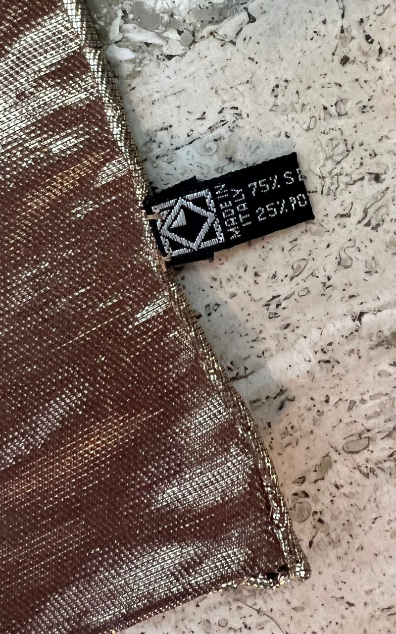 Vintage 70s Golden Silk Lame Foulard