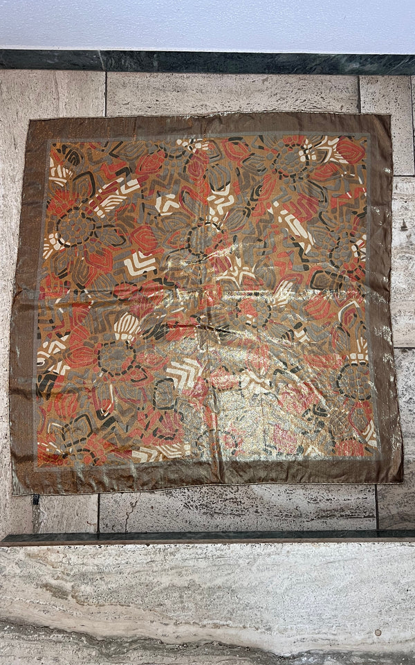 Vintage 70s Golden Silk Lame Foulard
