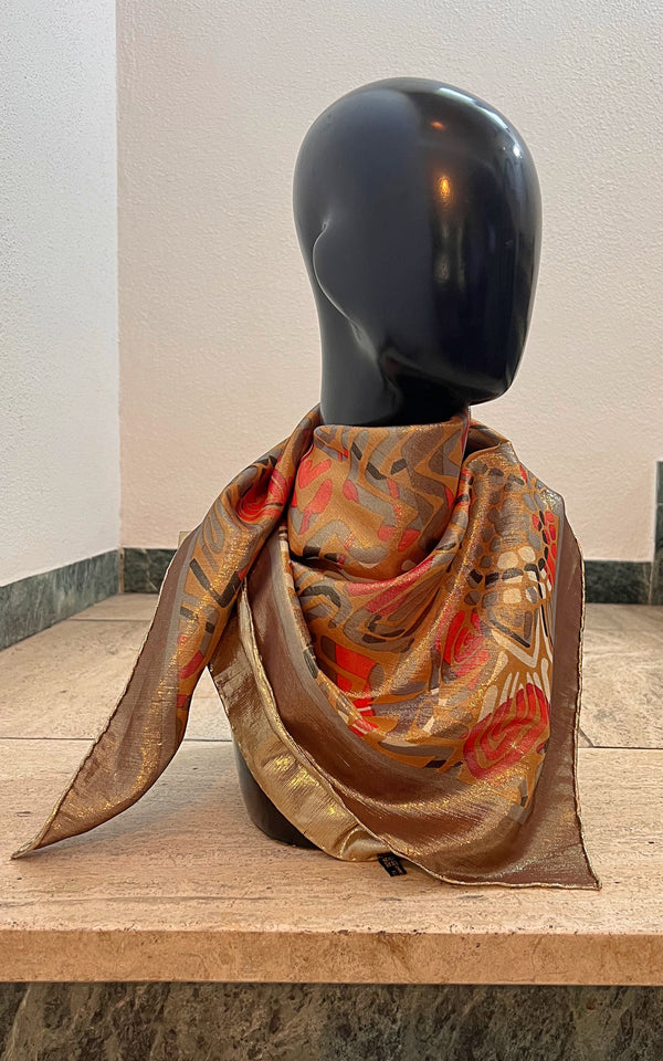 Vintage 70s Golden Silk Lame Foulard
