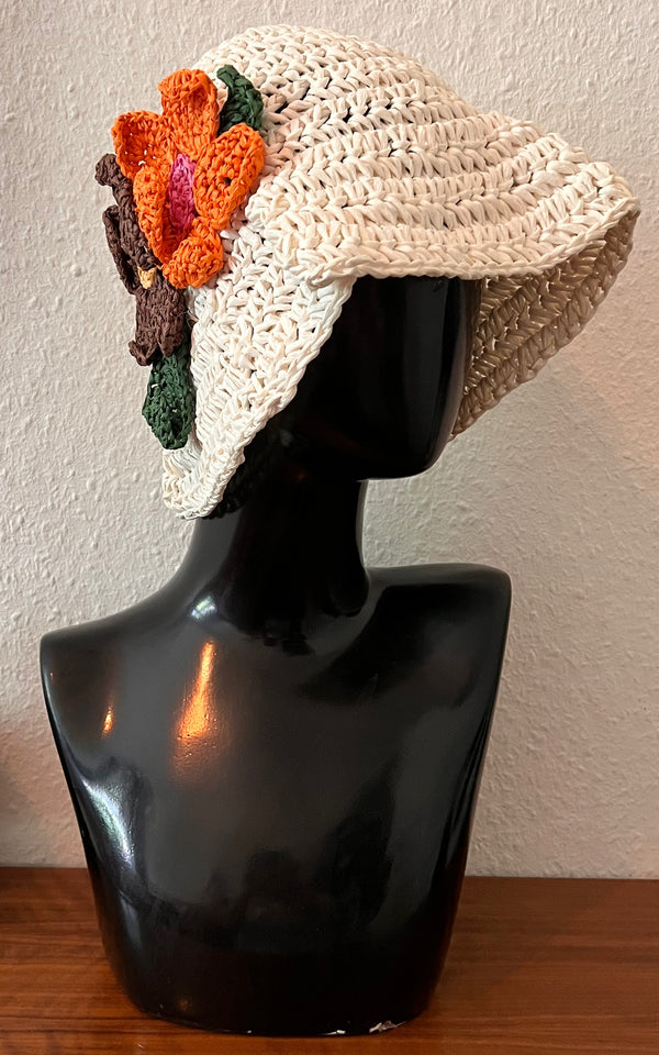 Vintage 70s Raffia Bucket Hat