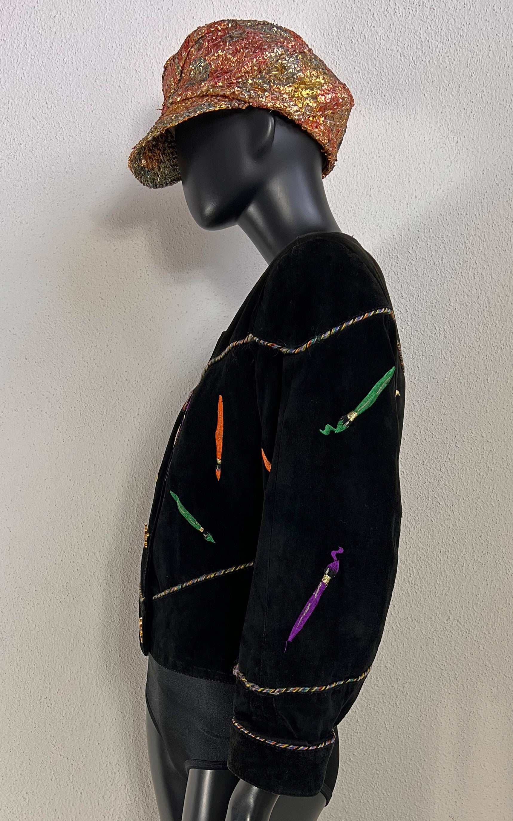 Vintage 90s Paint Brush Suede Jacket