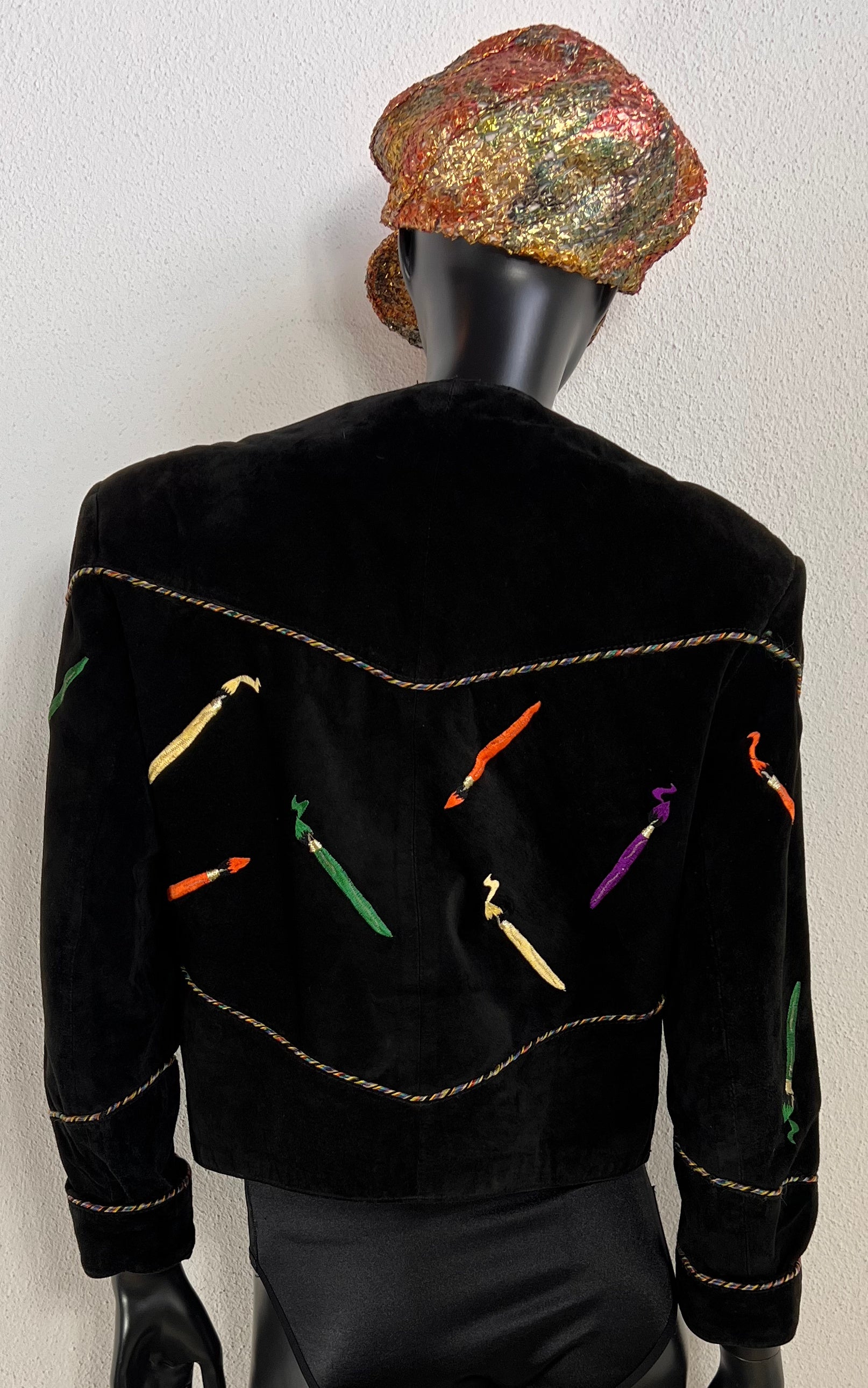 Vintage 90s Paint Brush Suede Jacket