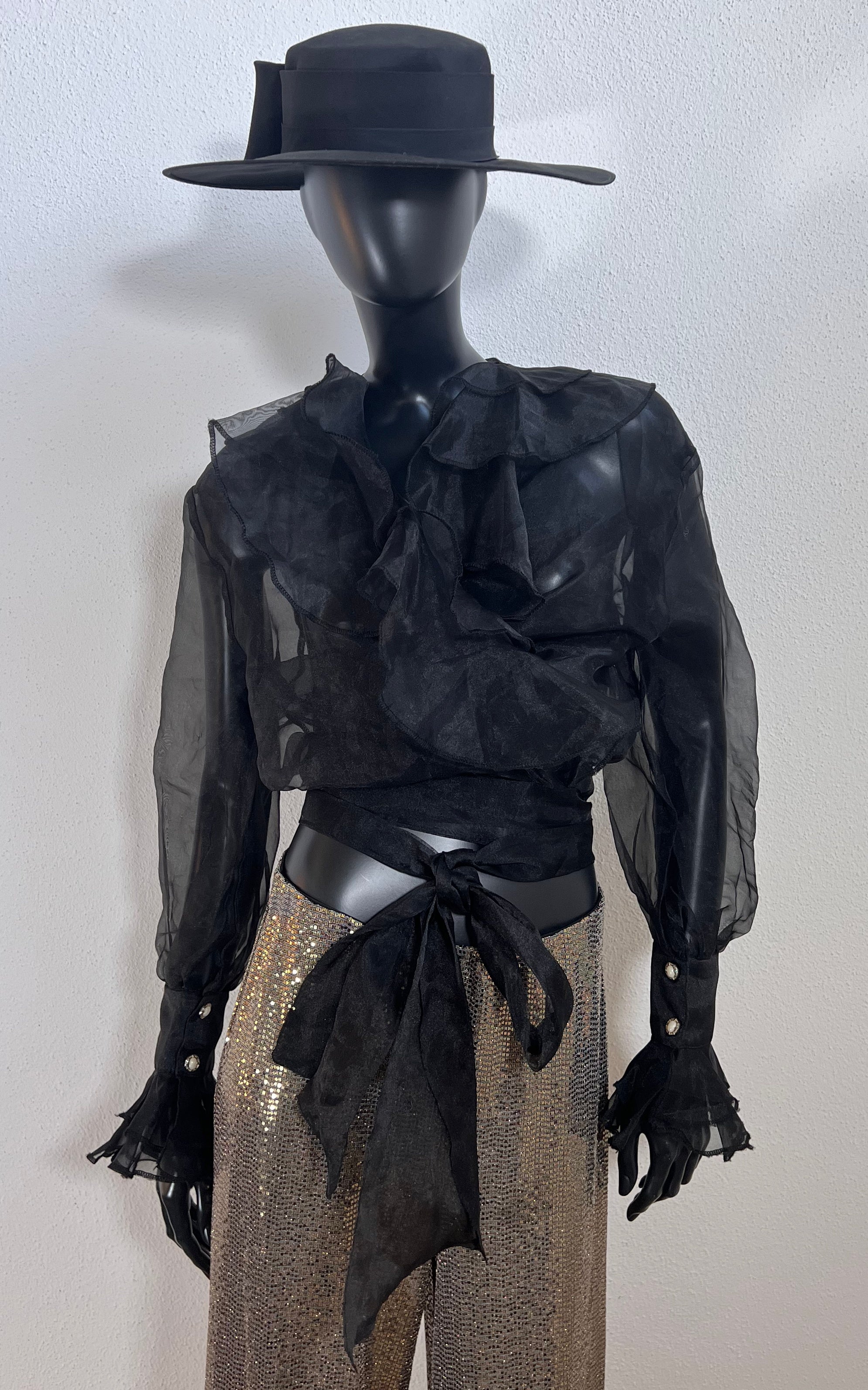 Vintage Sheer Voile Wrap Top