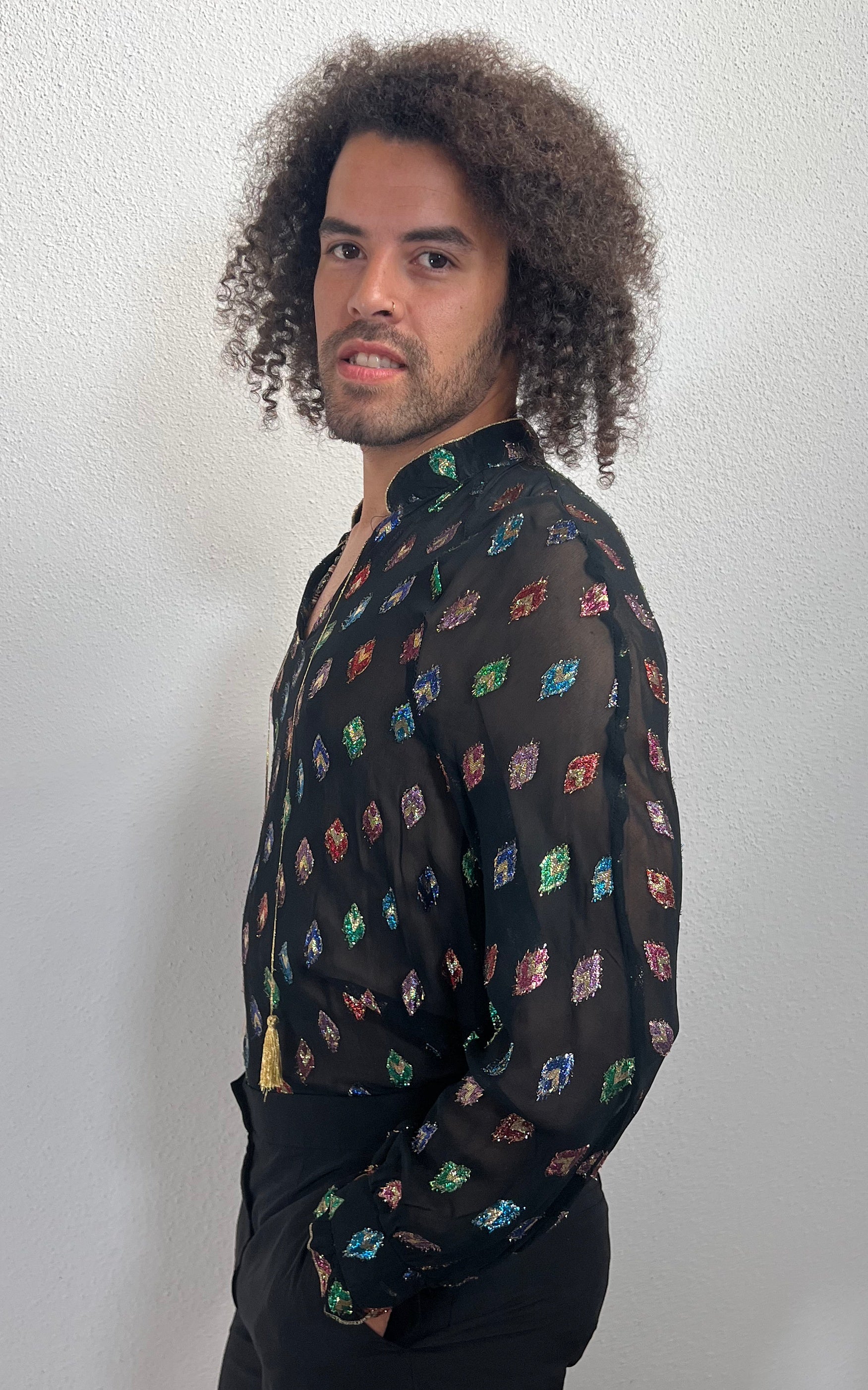 Vintage MENS Sheer Glitter Shirt