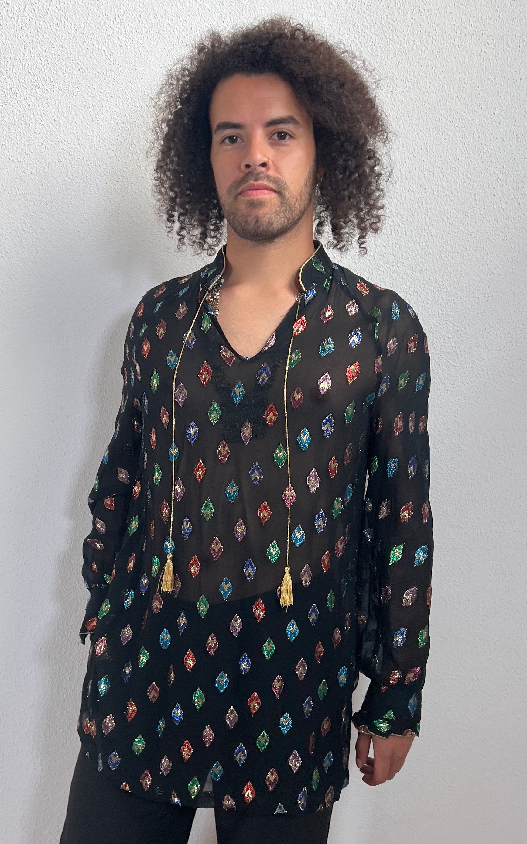 Vintage MENS Sheer Glitter Shirt
