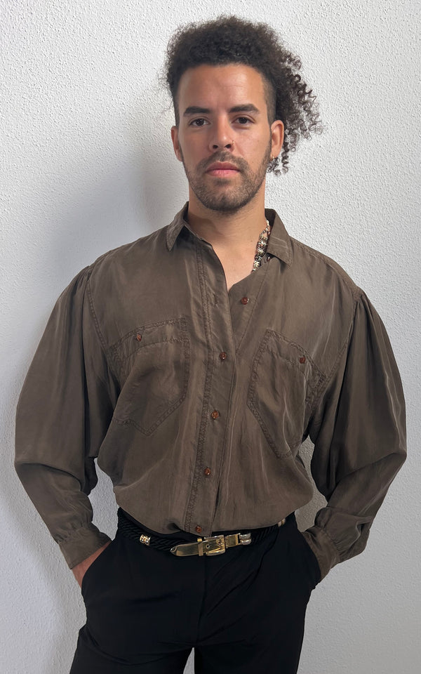 Vintage MENS Silk Button Down Shirt