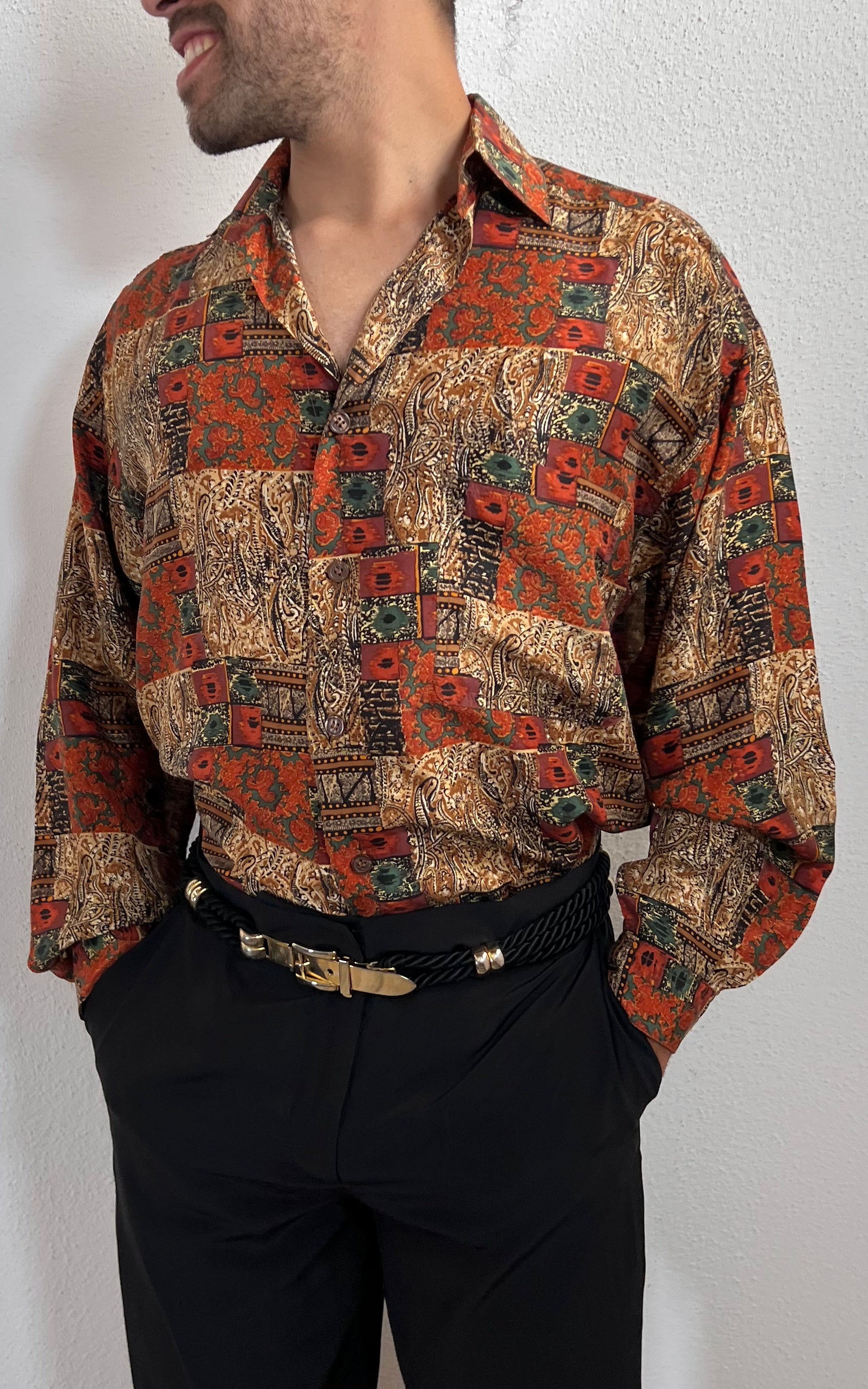 Vintage MENS Silk Button Down Shirt