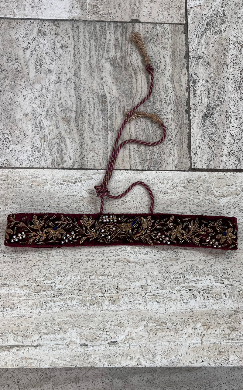 Vintage Peacock Silk Velvet Belt