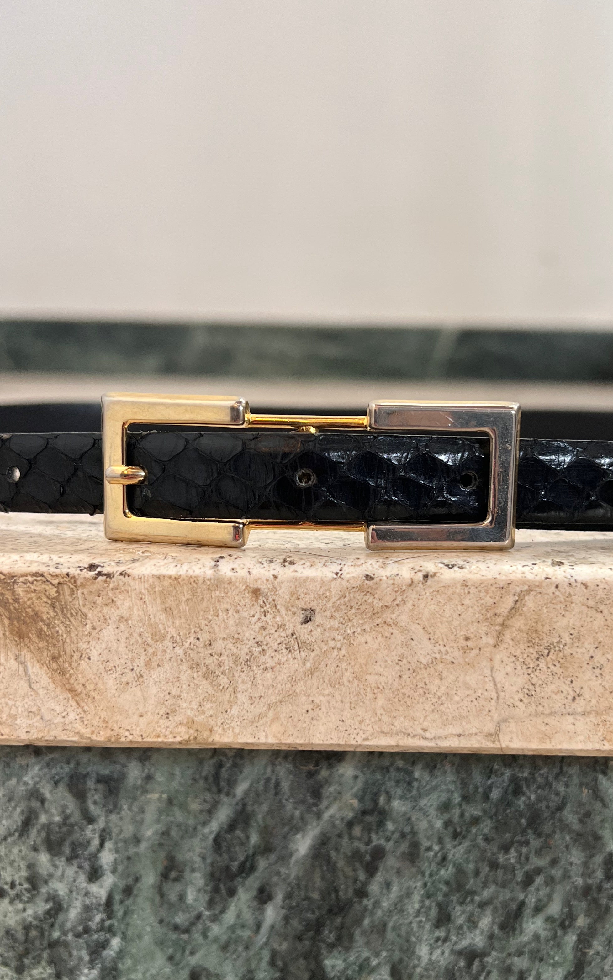 Vintage Snakeskin Skinny Belt