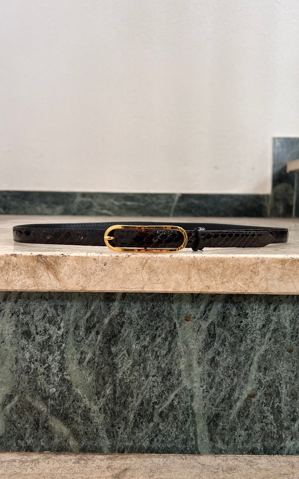 Vintage Snakeskin Skinny Belt