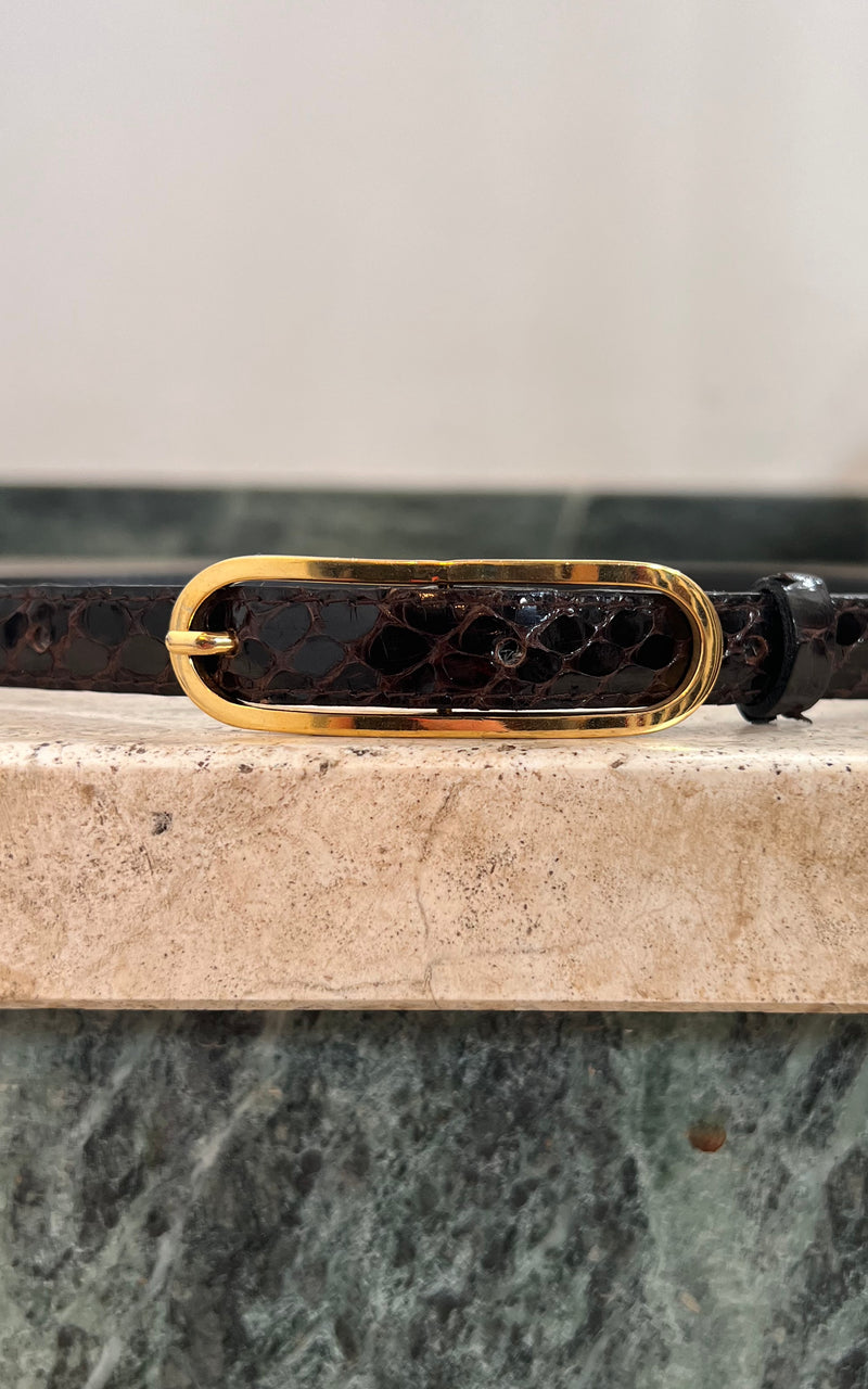 Vintage Snakeskin Skinny Belt
