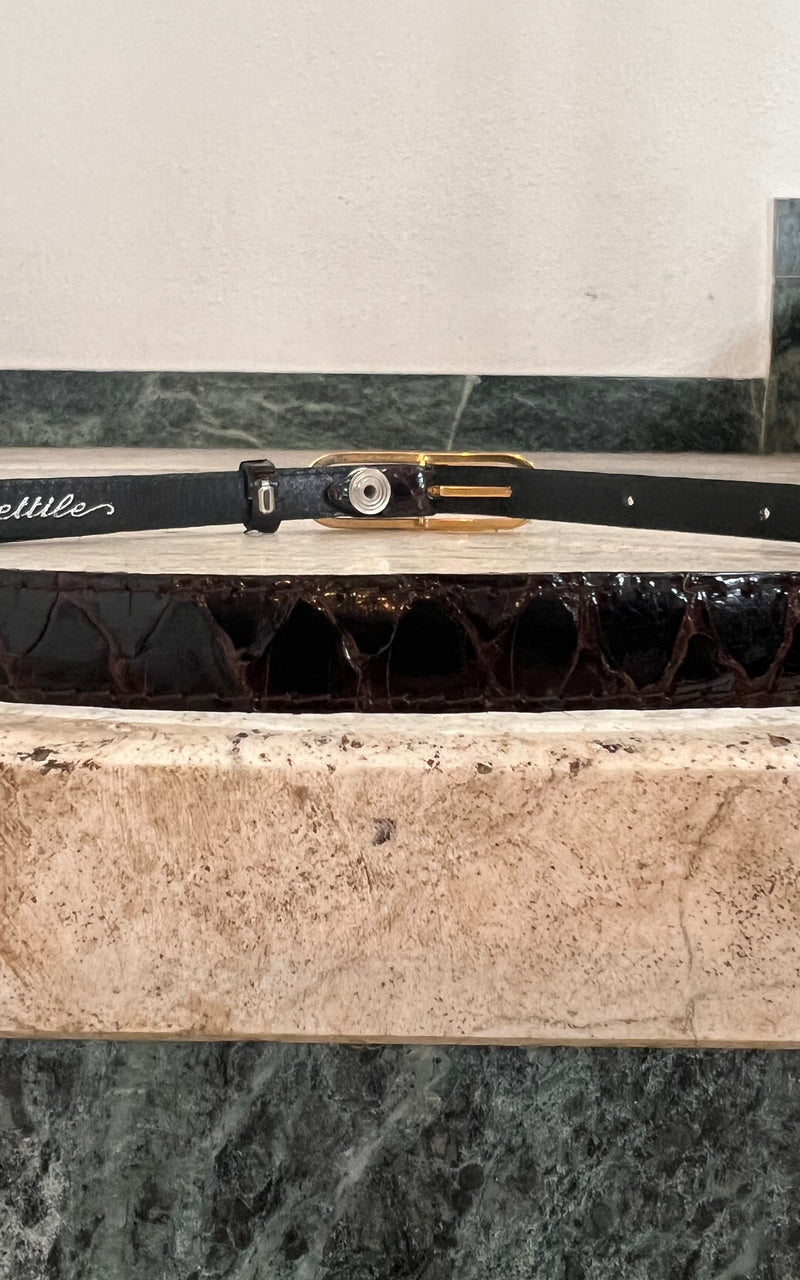 Vintage Snakeskin Skinny Belt