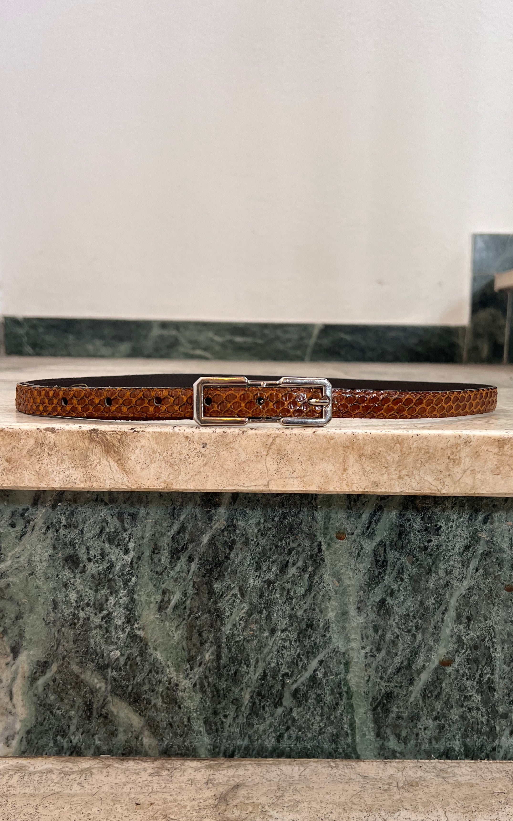 Vintage Snakeskin Skinny Belt